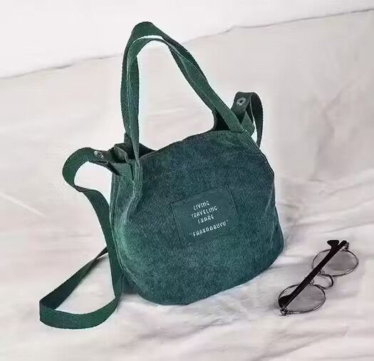 image of Vintage Mini Tote Bag Vintage Corduroy Literary in Green, Men's