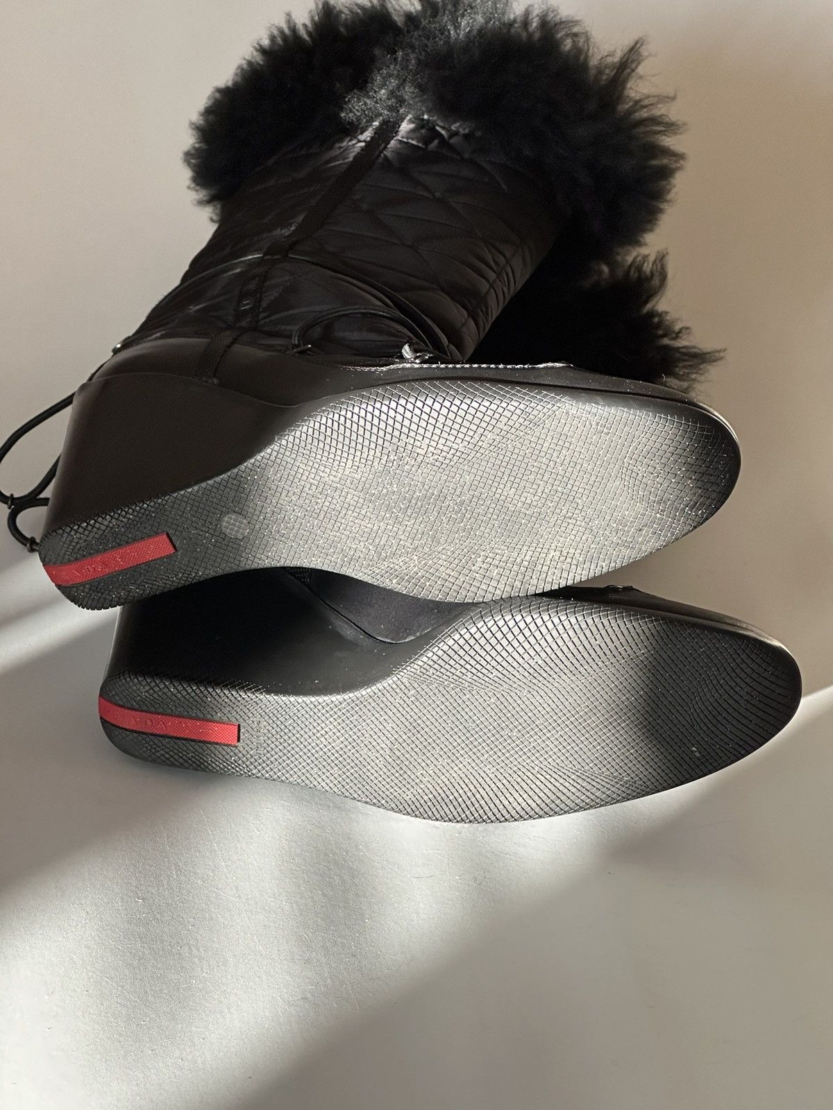 Prada *sz39.5* PRADA 2006 Fur Padded Logo Boots Vintage Leather Size US 9.5 / IT 39.5 - 16 Thumbnail