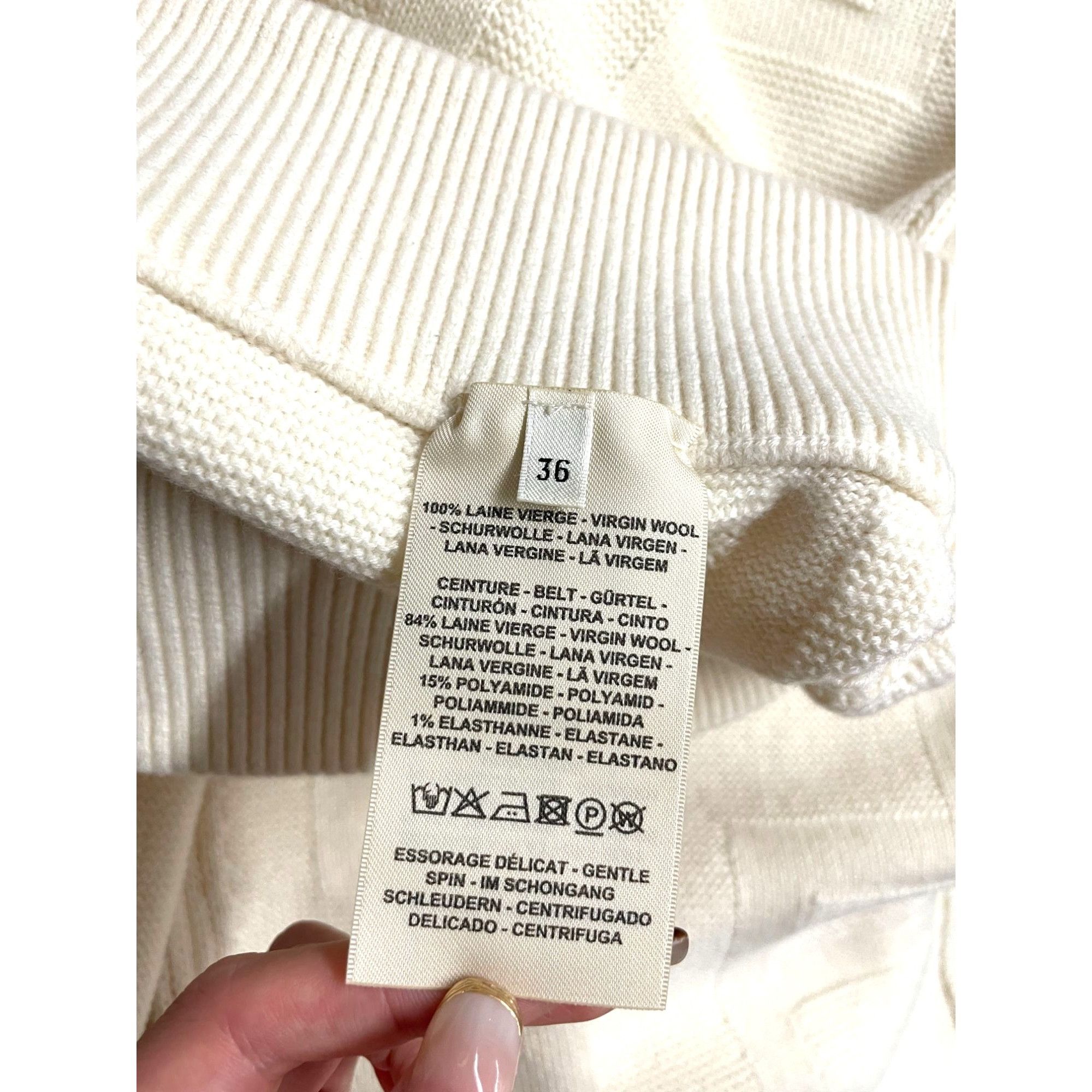 Hermes Hermes Textured Beige Knit Wide-Leg Pants With Ribbed Waistb Size 38" / US 16 / IT 52 - 8 Thumbnail