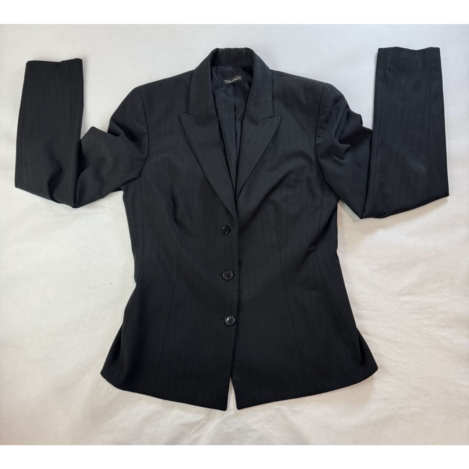 Elie Tahari Tahari Cinched Waist Blazer Black Stripe Academia Size 6 Size M / US 6-8 / IT 42-44 - 1 Thumbnail
