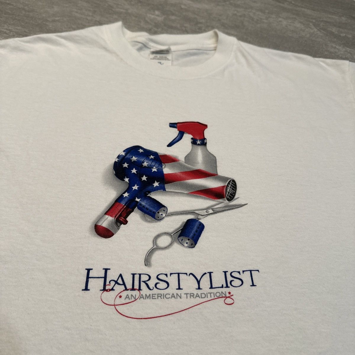 Anvil × Vintage Vintage Y2K Hairstylist Hairdresser USA Flag American Shirt Size US XL / EU 56 / 4 - 2 Thumbnail