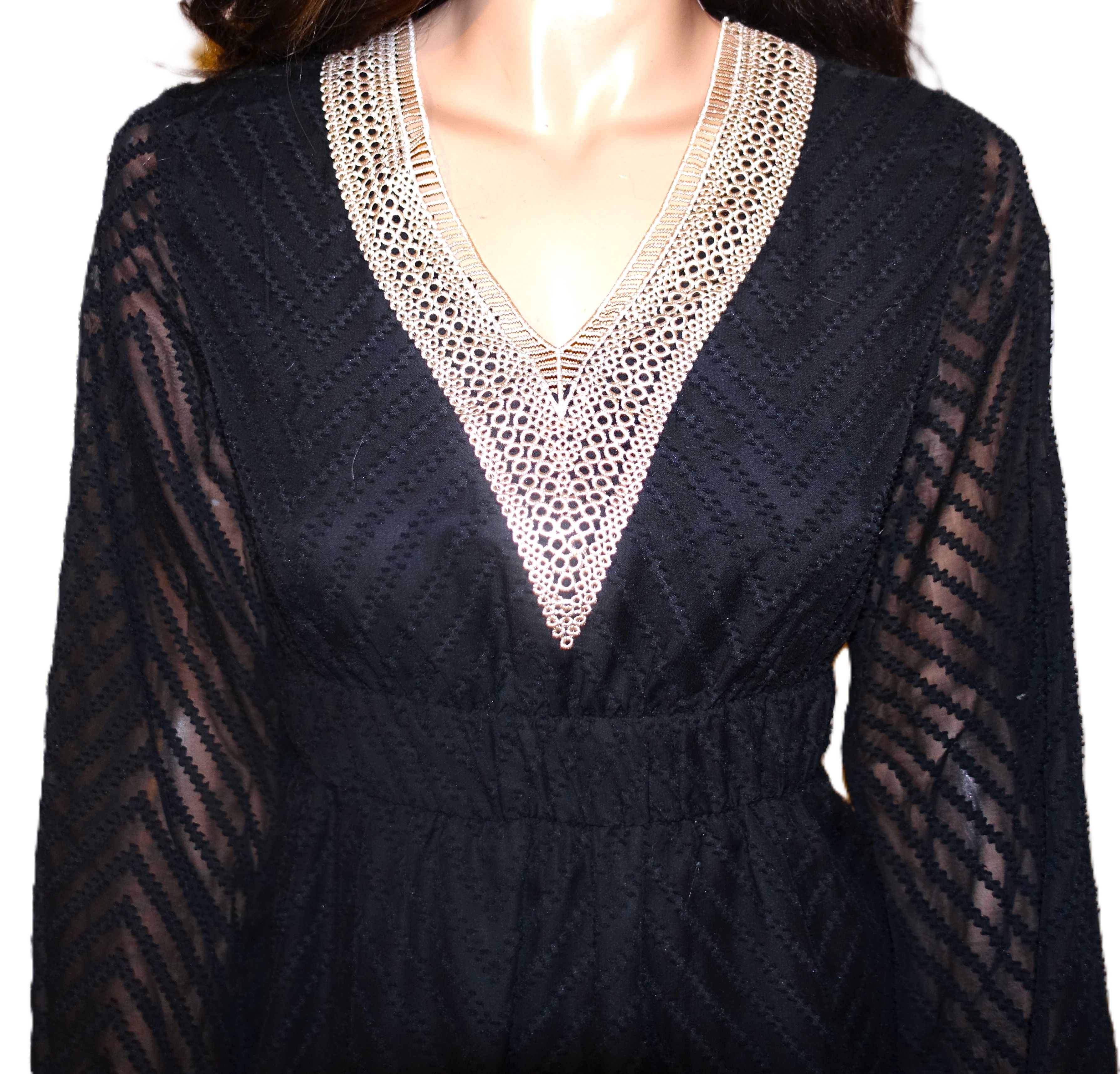 Other Cupshe Black Beige Sheer Dress S NWT Size S / US 4 / IT 40 - 3 Thumbnail