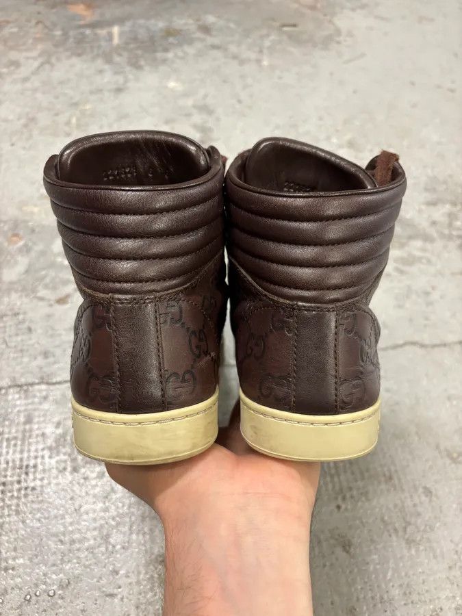 Gucci 2000s Gucci Brown Monogram Italian Leather High Sneakers Size US 7.5 / EU 40-41 - 7 Thumbnail