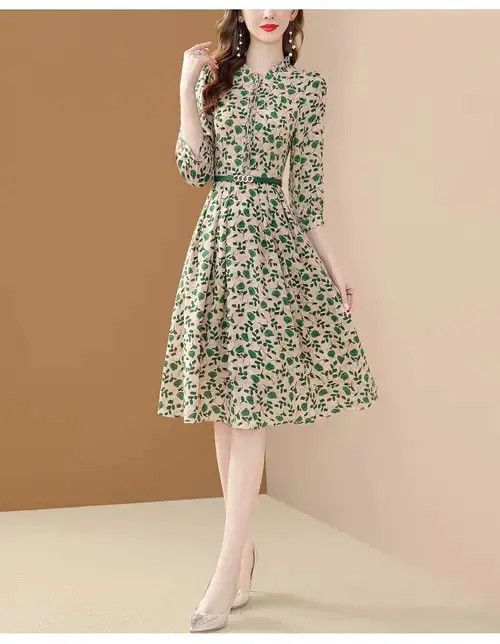 Japanese Brand Vintage Puff Sleeve Elegant Big Swing Spring Dresses Size ONE SIZE - 7 Thumbnail