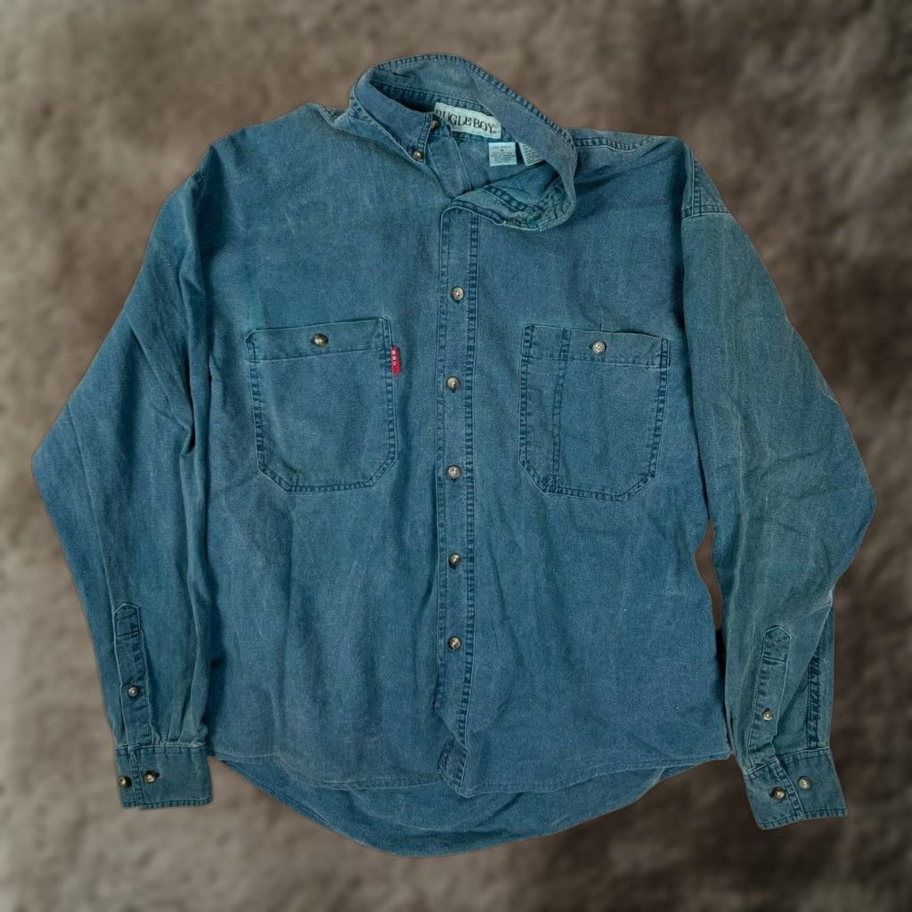 Bugle Boy VINTAGE Bugle Boy Shirt Mens M Blue Denim Long Sleeve Snap Front Casual Size US M / EU 48-50 / 2 - 1 Thumbnail