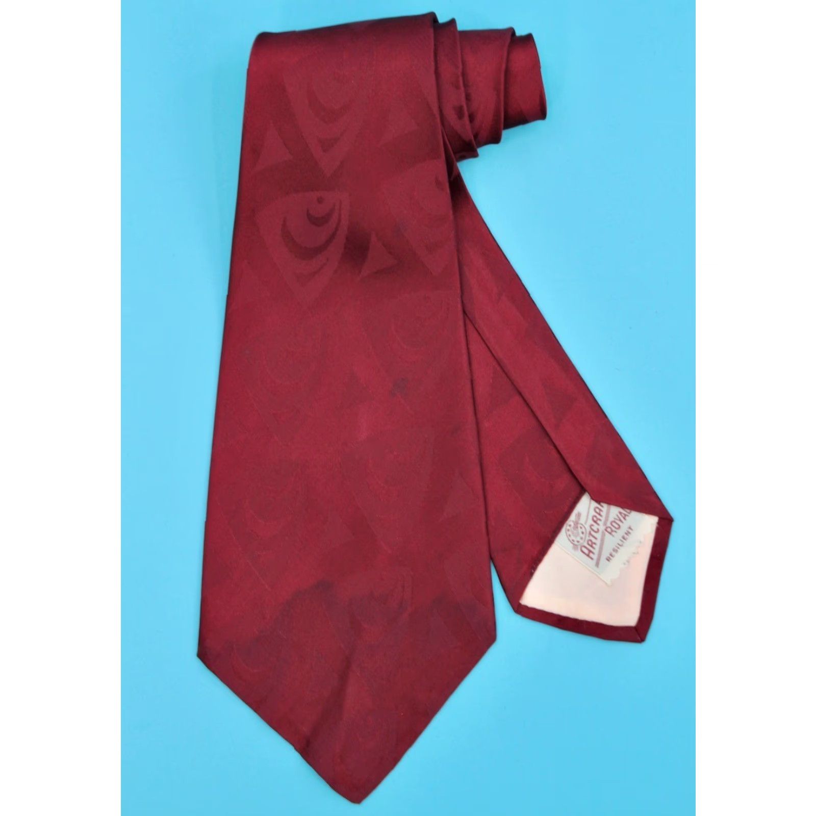 Vintage VTG Artcraft Necktie Shirt 1940s Mens Red Satin 40s Tie Womens? Mens Size ONE SIZE - 2 Thumbnail