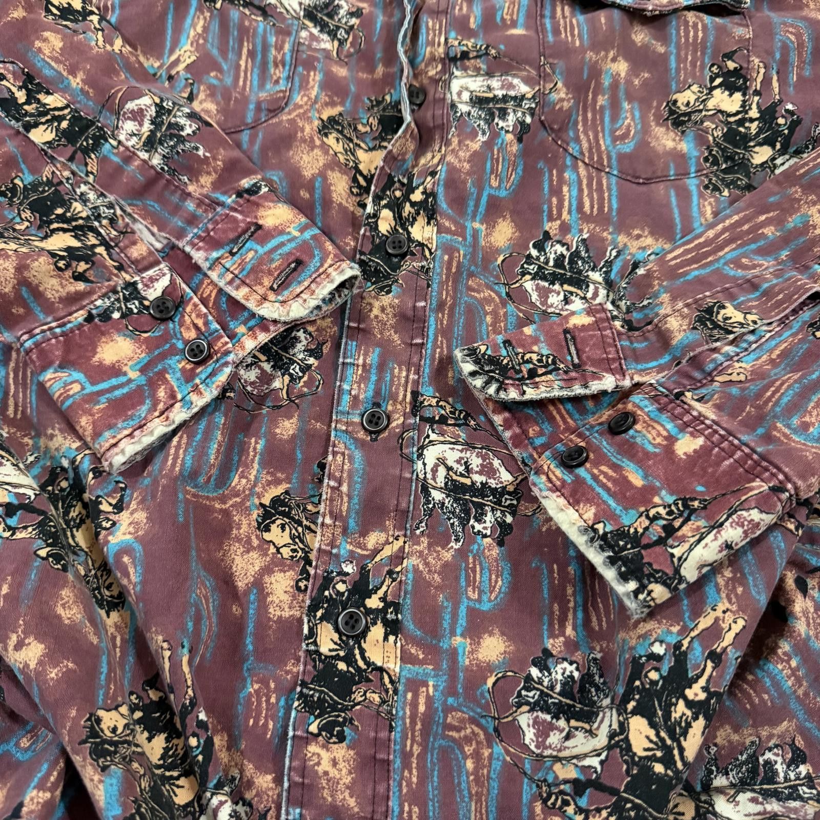 Wrangler Vintage Wrangler Cowboy Western Rodeo Print Button Shirt Size US XXL / EU 58 / 5 - 5 Thumbnail