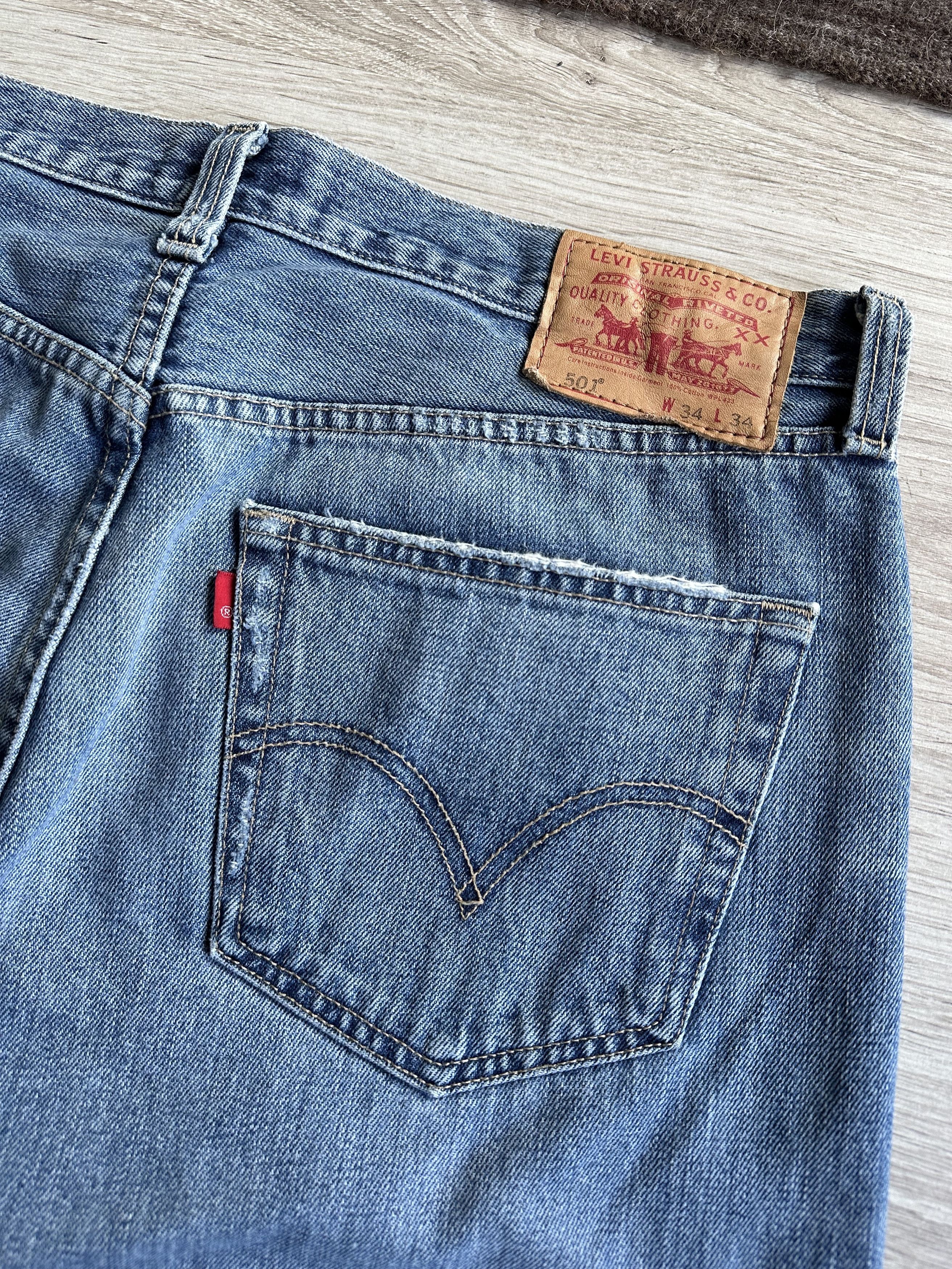 Jean Levis 501 Vintage Distressed Denim Jeans 7268AC Size US 34 / EU 50 - 2 Thumbnail