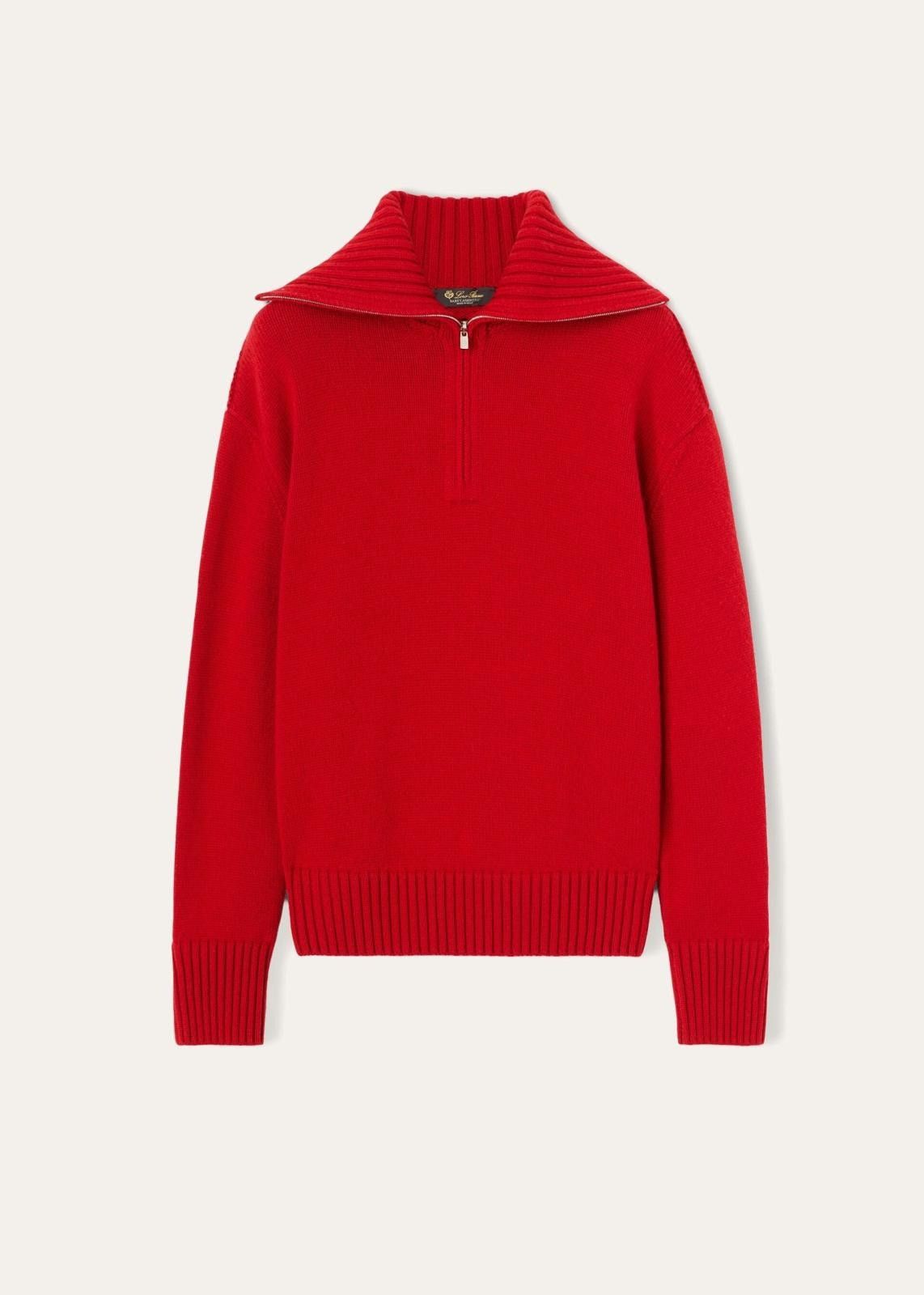 Loro Piana o1srvl11e0824 Parksville 23 Half Zip Sweater in Red Size XS / US 0-2 / IT 36-38 - 1 Thumbnail