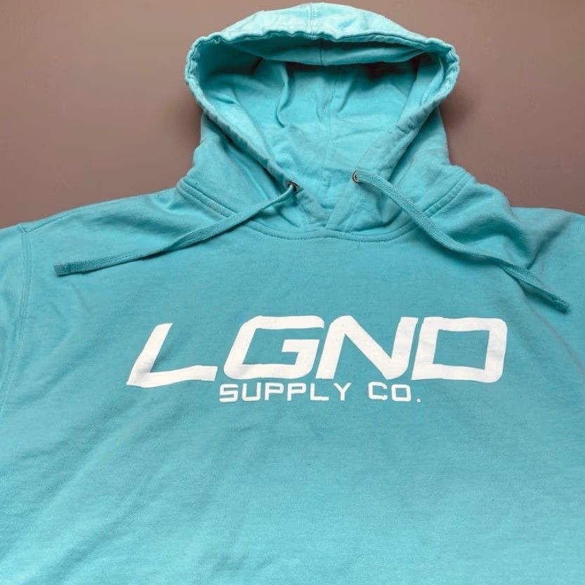 Vintage LGND Supply Co Hoodie Men's Large Mint Green Drawstring Flag Size US L / EU 52-54 / 3 - 5 Thumbnail