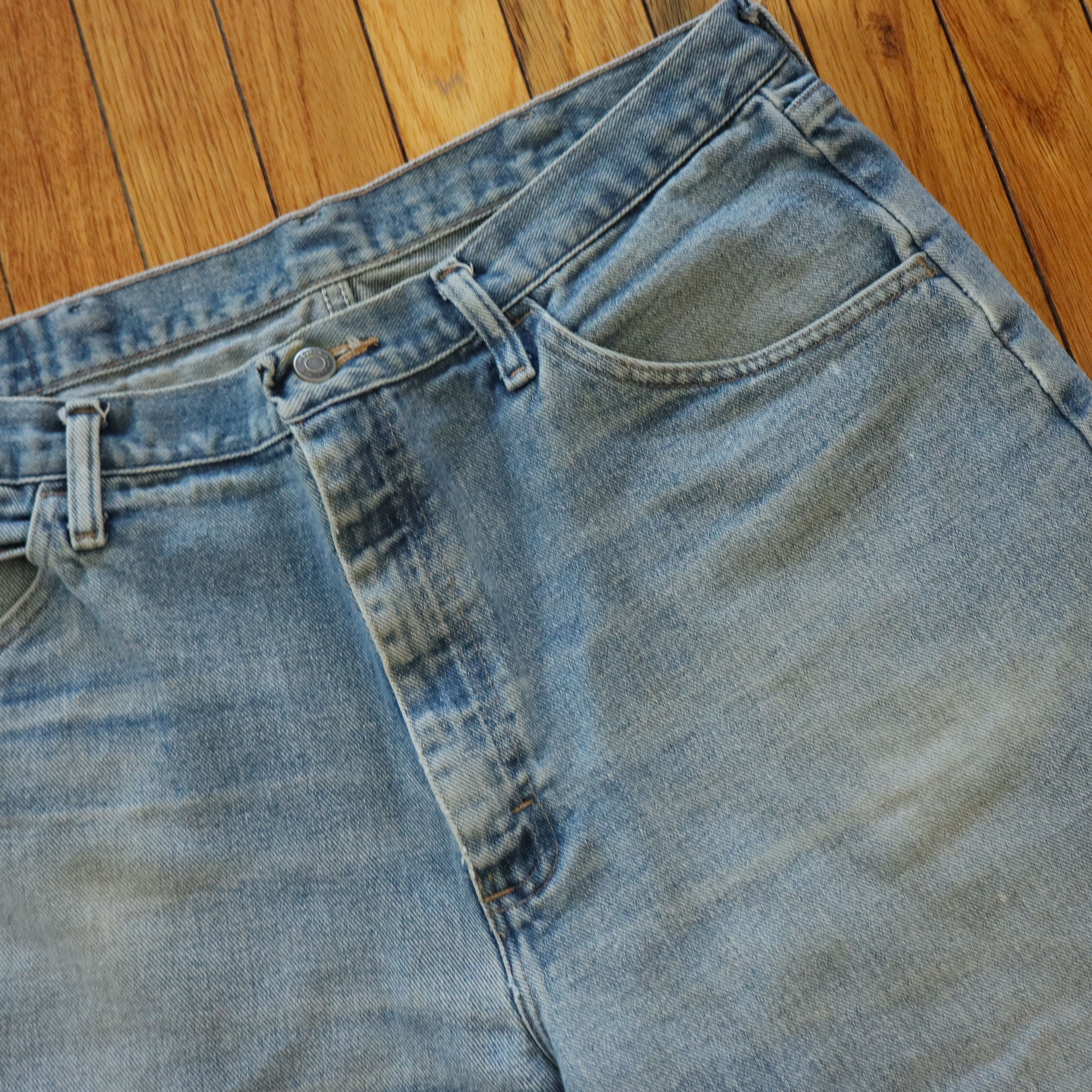Carhartt × Levi's × Wrangler Vintage 90s Wrangler Distressed Skater Denim Shorts Jorts 36 Size US 36 / EU 52 - 2 Thumbnail