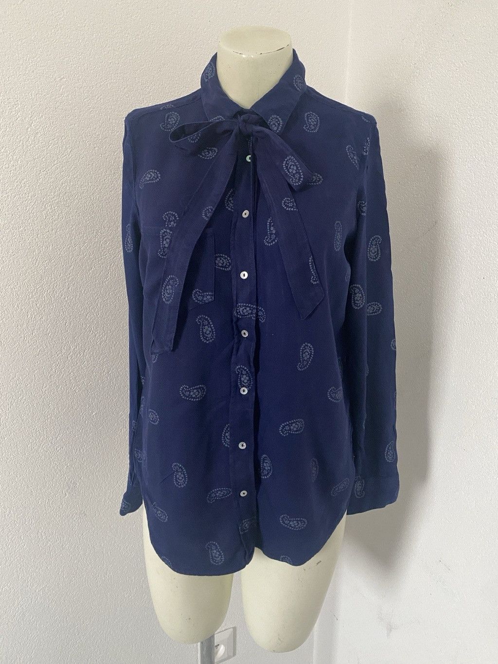 Zara Zara Indigo Blouse With Tie Size XS S25 Size XS / US 0-2 / IT 36-38 - 1 Thumbnail