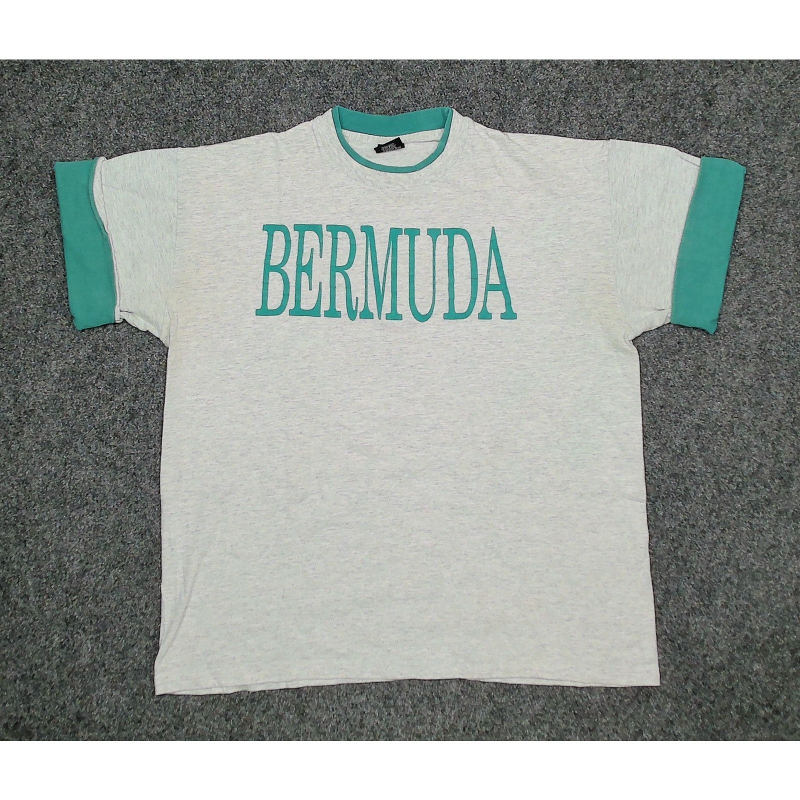Vintage Vintage 1990s Single Stitch Bermuda Puff Print Boxy Tee Size US L / EU 52-54 / 3 - 3 Thumbnail