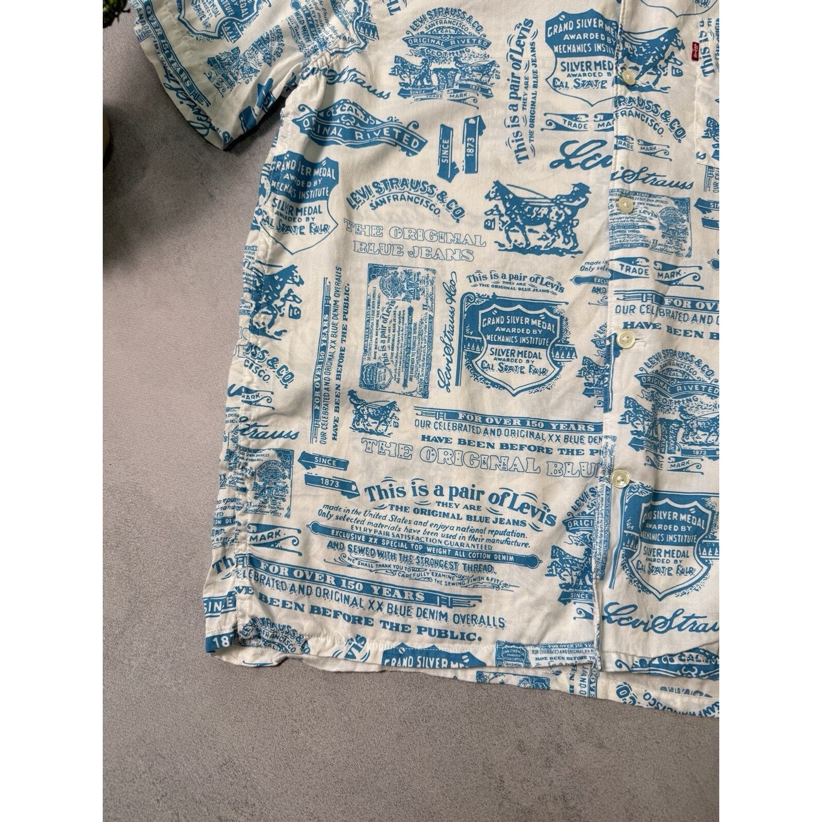 Levi's Levis Short Sleeve Men Button Up Short Size M Blue/White Size US M / EU 48-50 / 2 - 6 Thumbnail