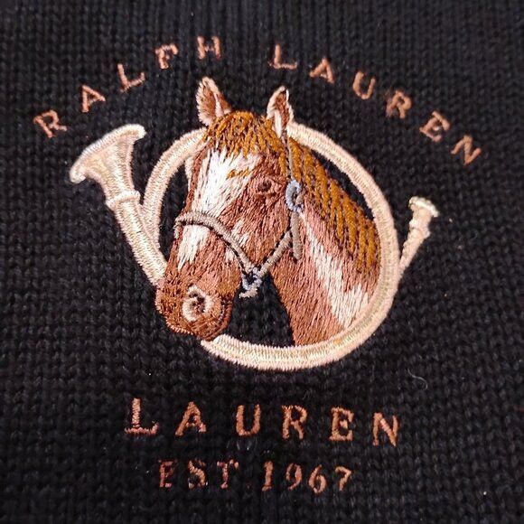 Ralph Lauren Equestrian Horse Mock Neck Sweater Green Label