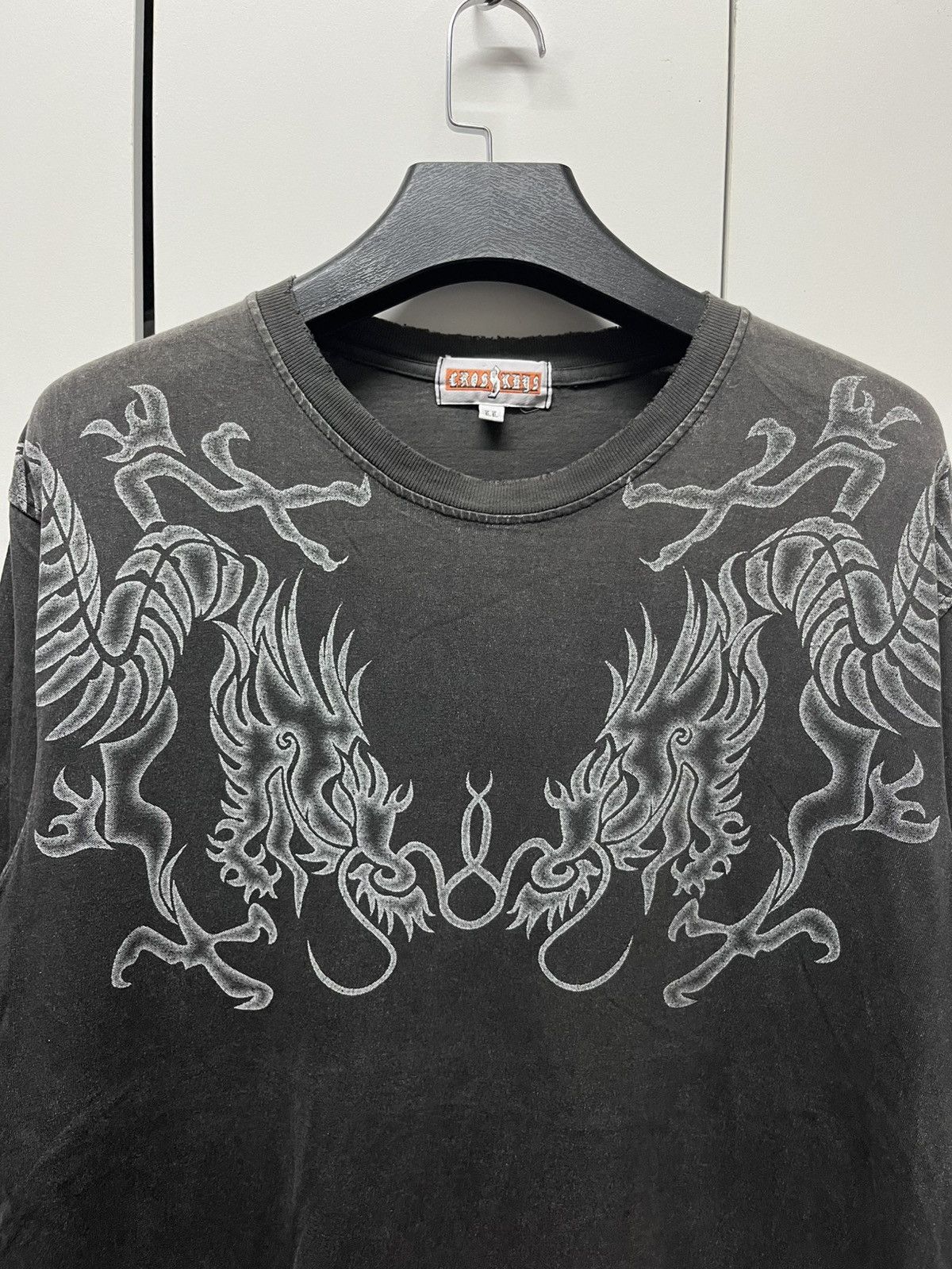 Vintage Crosskeys Double Dragon Tattoo Stone Washed T-Shirt Size US XL / EU 56 / 4 - 2 Thumbnail