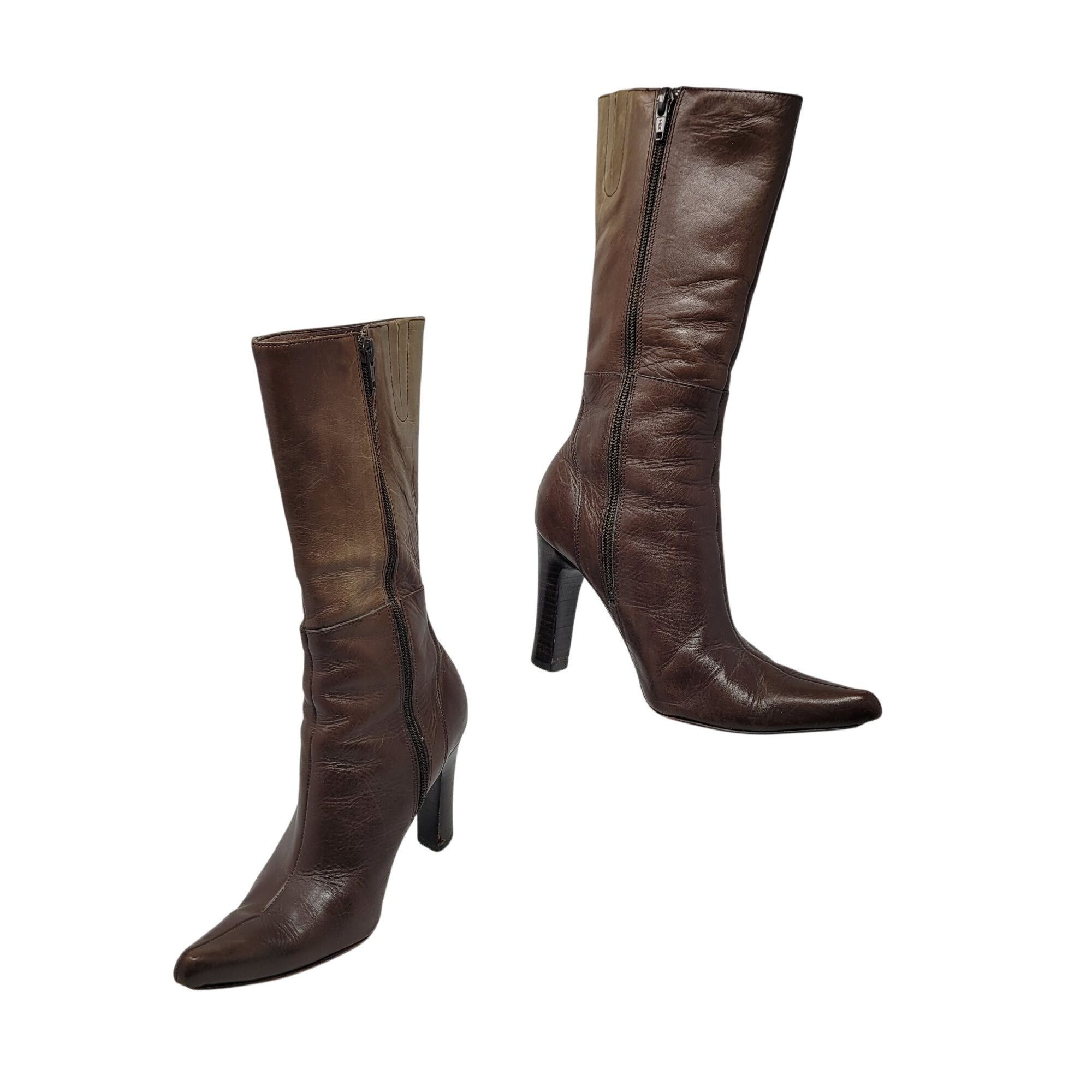Vintage Vintage Charles David Brown Leather Knee-High Heeled Boots S Size US 5.5 / IT 35.5 - 12 Thumbnail