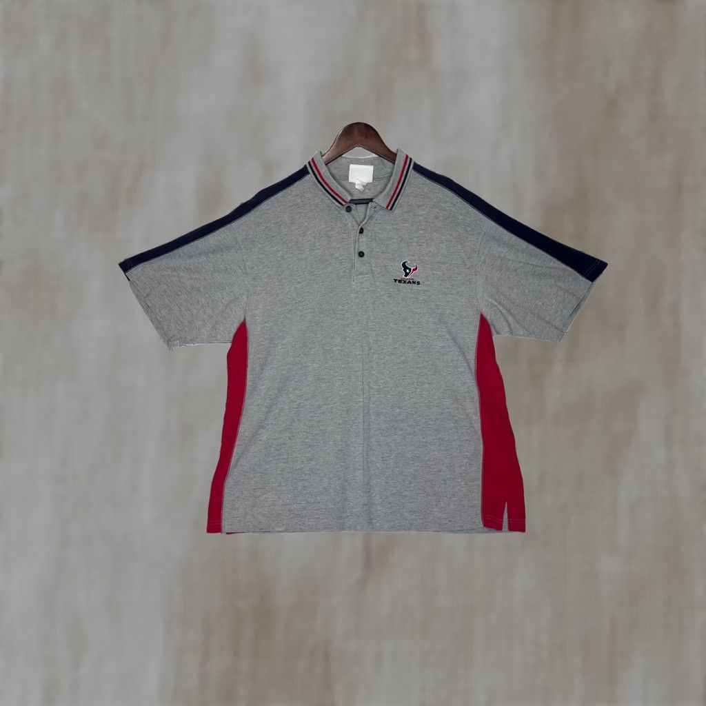 NFL Houston Texans NFL Polo Shirt XL Men Gray Colorblock Short Sleeve Jersey Cotton Blend Embroidered Logo Football Casual Sports Shirt Size US XL / EU 56 / 4 - 1 Thumbnail