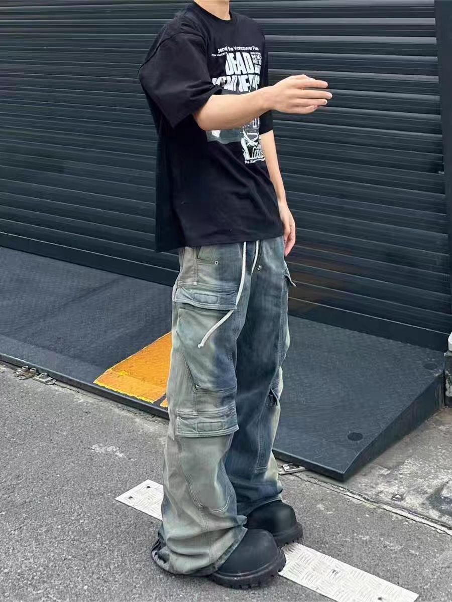 Designer × Jean × Vintage High Street Gradient Wash Y2K Hip Hop Micro Flare Work Jeans Size US 30 / EU 46 - 3 Thumbnail