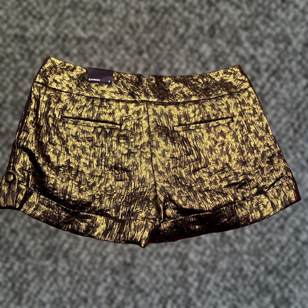 Express Express Chino Short Womens 6 Gold Metallic New Size 28" / US 6 / IT 42 - 1 Thumbnail