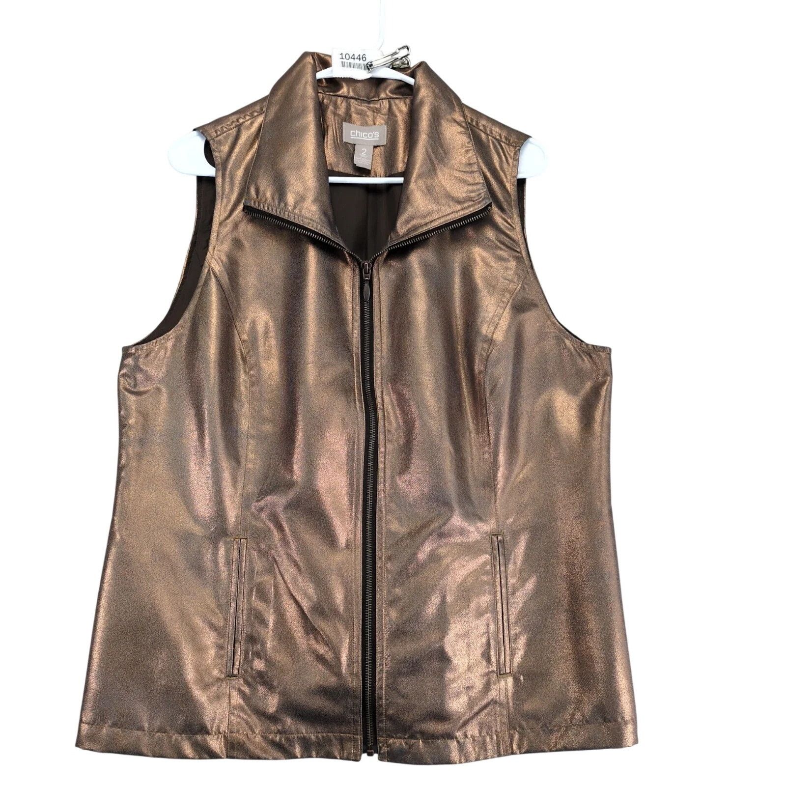 Chicos Chico's Vest Size 2 Womens L/12 Metallic Copper Zip Up Lined Size XL / US 12-14 / IT 48-50 - 1 Thumbnail
