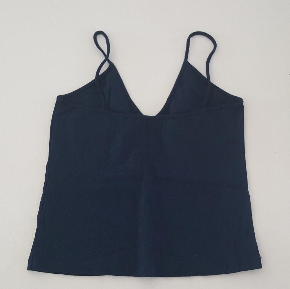Designer Navy Solid Melville Cropped Cami Size ONE SIZE - 2 Thumbnail