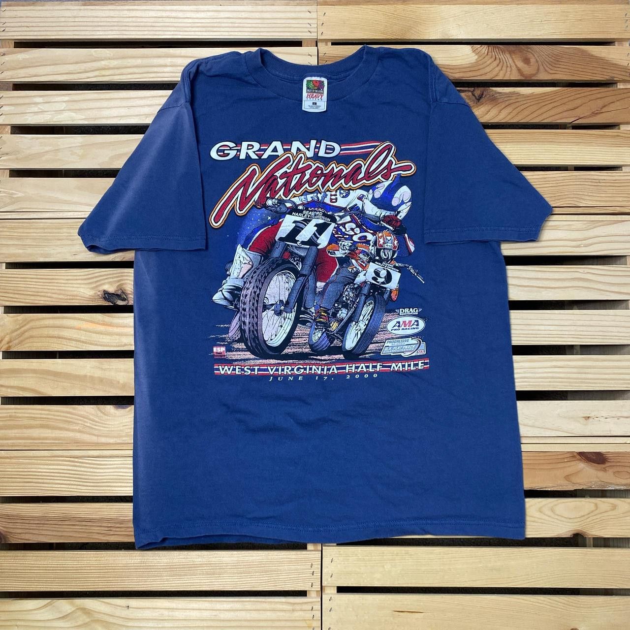Fruit Of The Loom Vintage Grand Nationals AMA Motocross Blue Tee Size Large Size US L / EU 52-54 / 3 - 1 Thumbnail