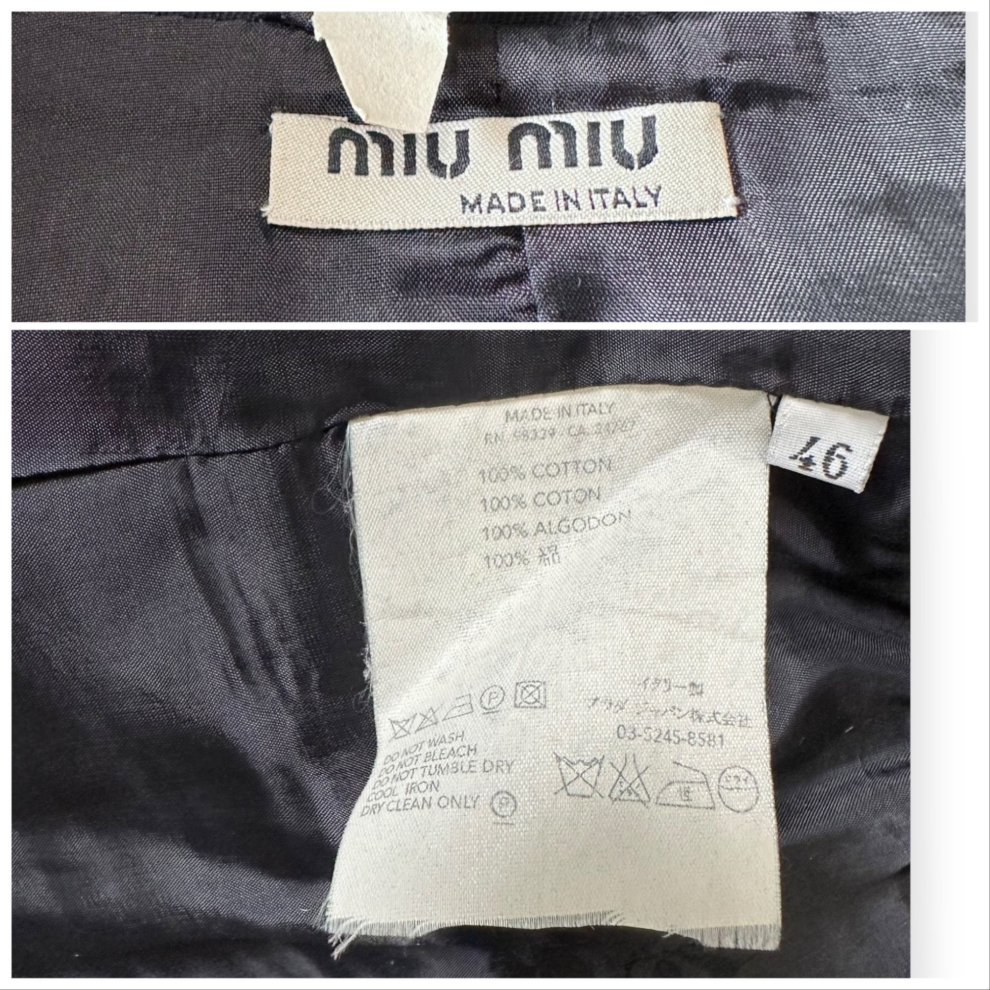 Miu Miu Miu Miu Navy Blue Cotton Blazer Jacket, Size 46 Italy/US 10/ Size L / US 10 / IT 46 - 3 Thumbnail