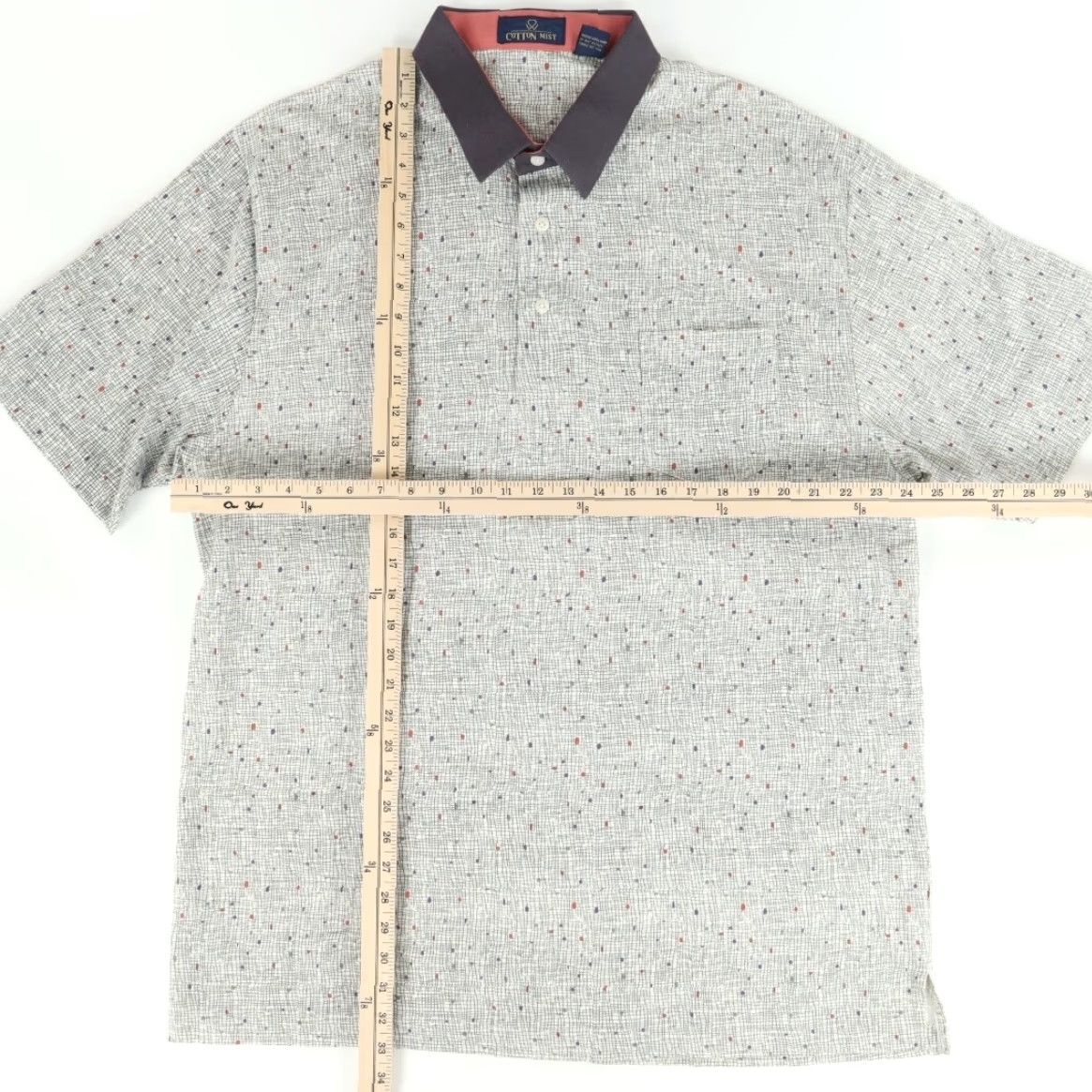 Vintage VTG Cotton Mist Mens Polo Shirt Gray 2XT Tall Pocket Patterned Shirt Size US XXL / EU 58 / 5 - 3 Thumbnail