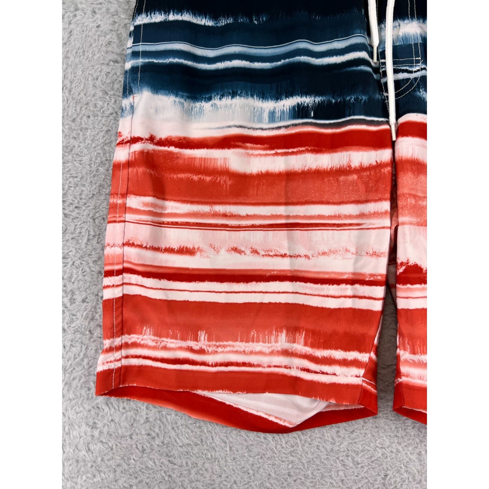 Vintage Sonoma Board Shorts Mens Large Blue White Red Striped Pockets Built-In Brief Drawstring Lined 34x9 Surf Beach Tropical 90s? Size US 33 - 6 Thumbnail