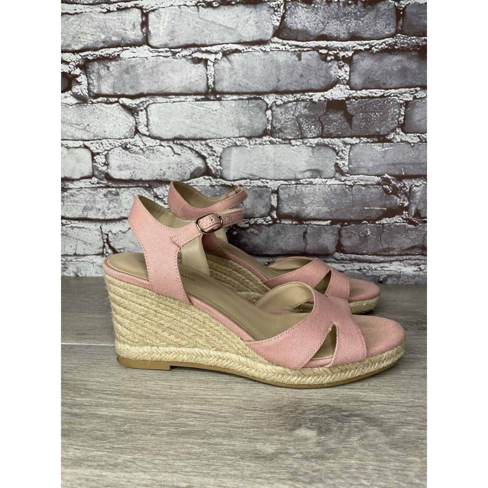Stuart Weitzman STUART WEITZMAN Mirela II Pink Canvas Espadrille Wedge Sanda Size US 9.5 / IT 39.5 - 14 Thumbnail