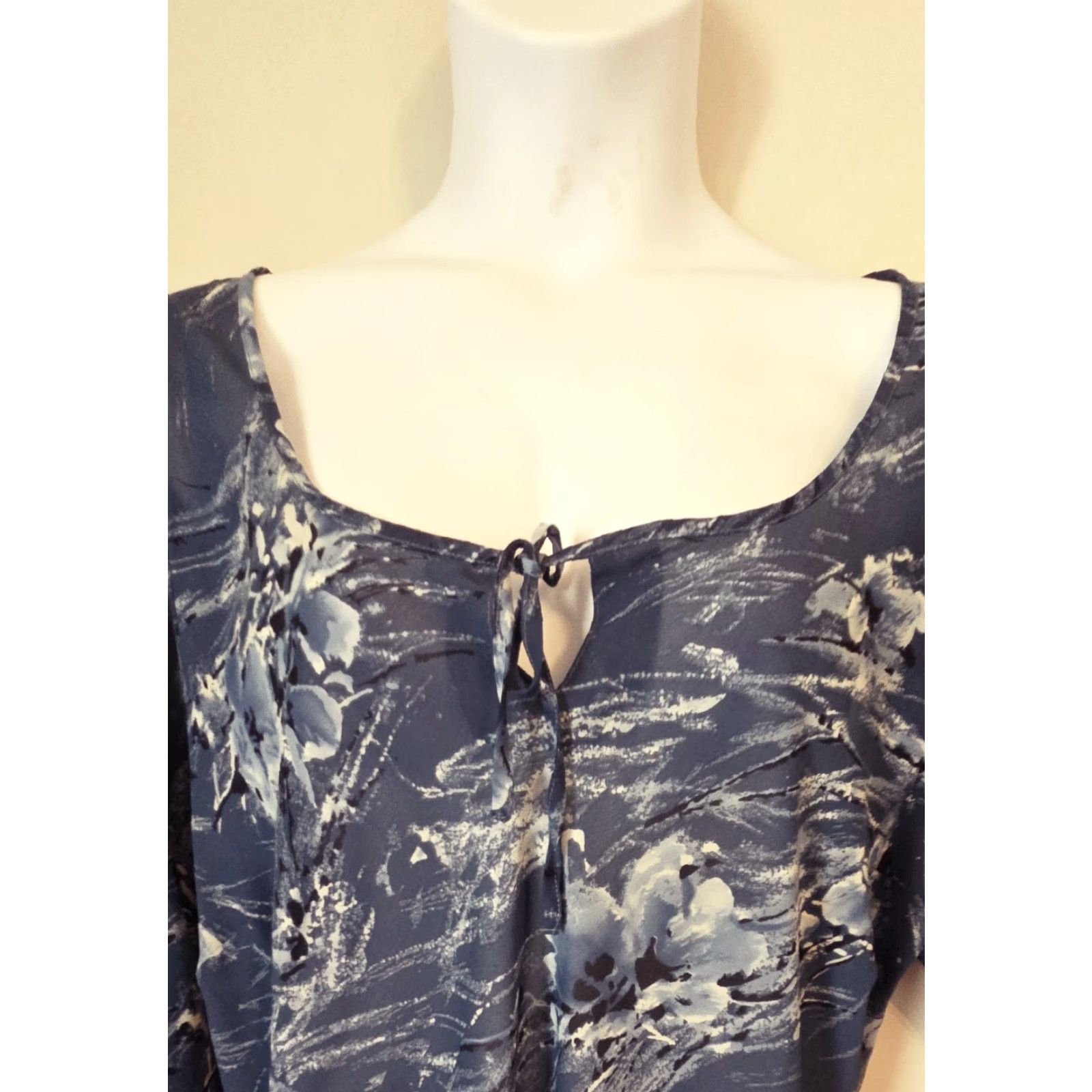 Vintage VINTAGE Millenium Sheer Print Asymmetrical Swimsuit Coverup Tunic Top Blues 24 Womens Plus Size Body Wrappin? Not possible to follow. Size 4XL / US 24-26 - 2 Thumbnail