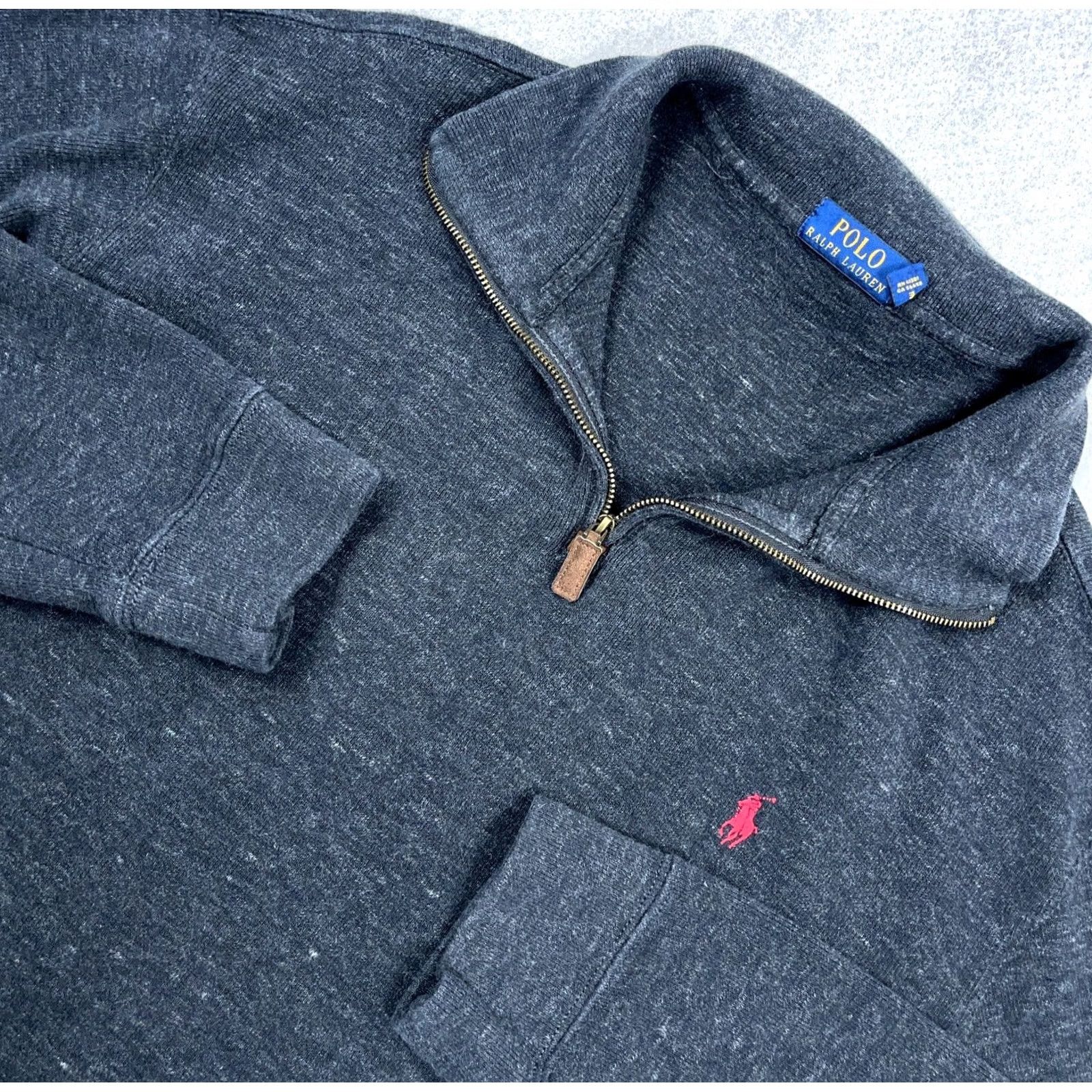 Polo Ralph Lauren Polo Ralph Lauren Sweater Men 2XL XXL Gray Red Quarter 1/4 Zip Estate Pullover Size US XXL / EU 58 / 5 - 2 Thumbnail
