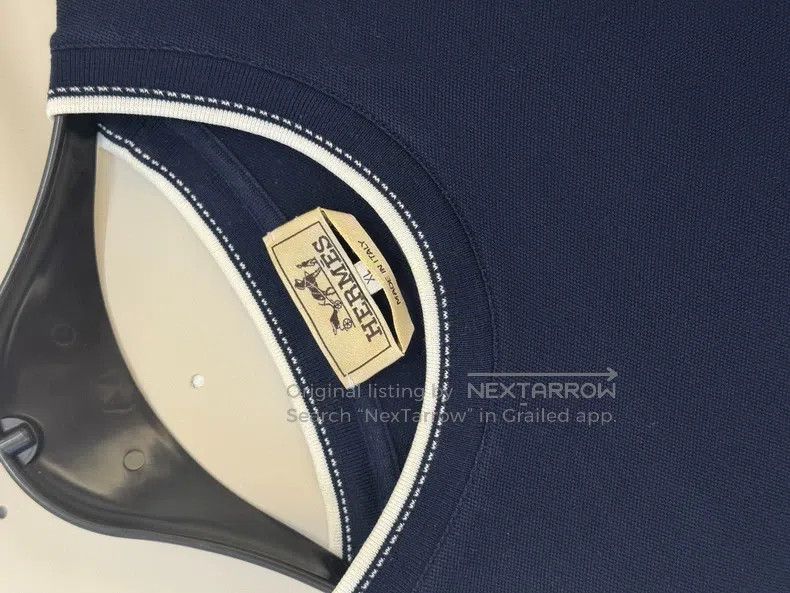 Hermes Hermes Navy Blue Embroidered Pocket White Trim T-Shirt Size US XL / EU 56 / 4 - 4 Thumbnail