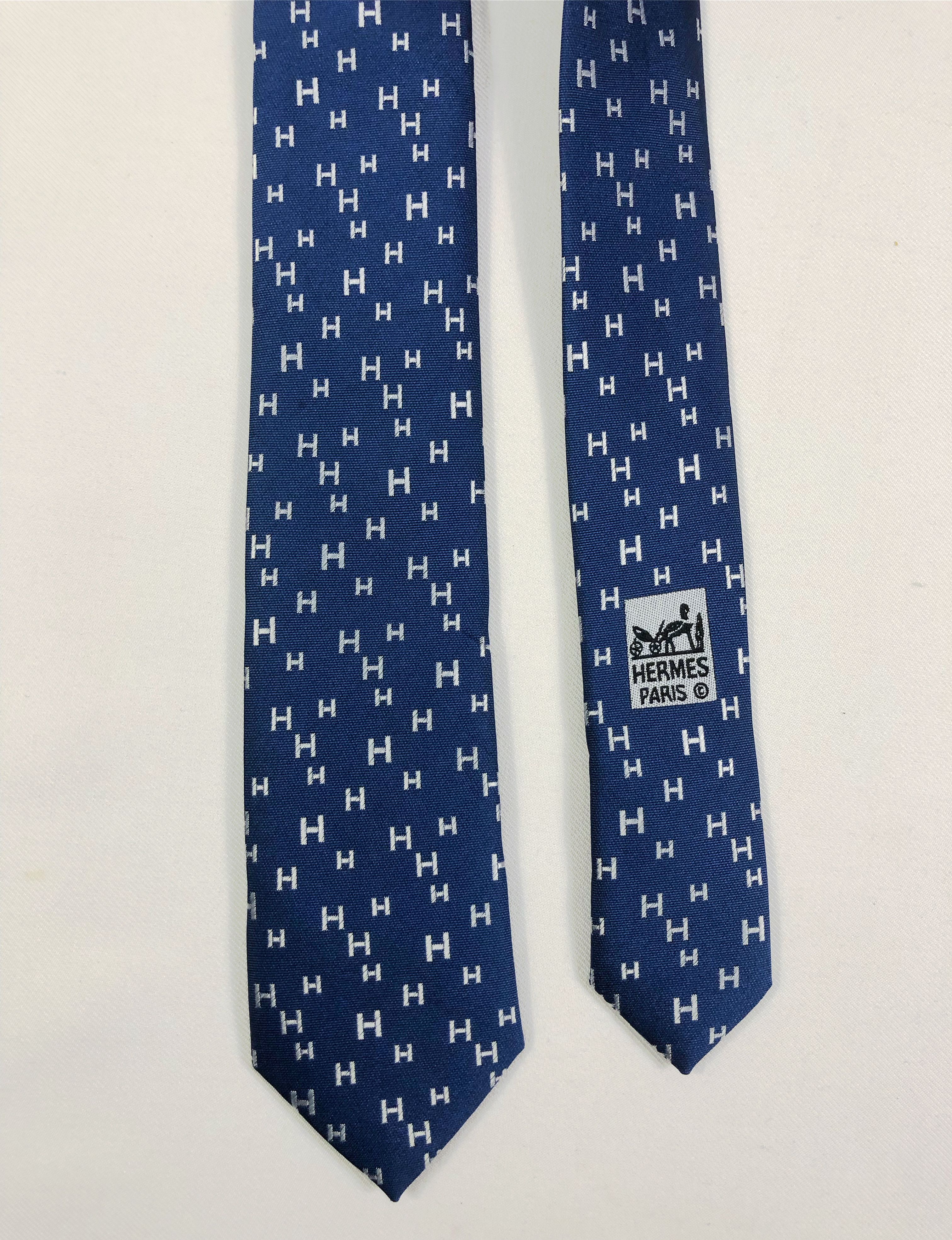 Hermes Rare Hermes Monogram Silk Tie Made in Italy Size ONE SIZE - 3 Thumbnail