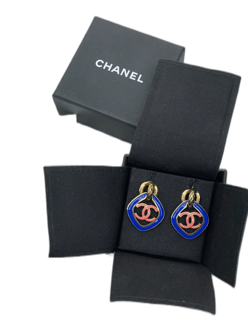 Chanel Chanel Blue Pink Double C Earrings Size ONE SIZE - 1 Thumbnail