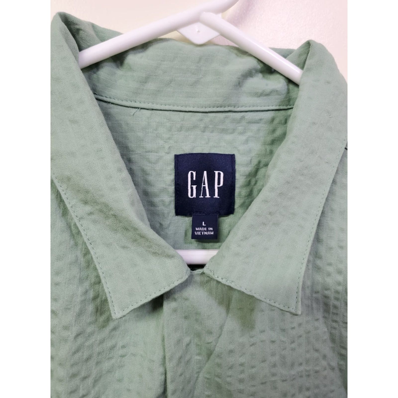 Gap Gap Seersucker Shirt Mens Large Granite Green Short Sleeve Button Up NWT Size US L / EU 52-54 / 3 - 2 Thumbnail