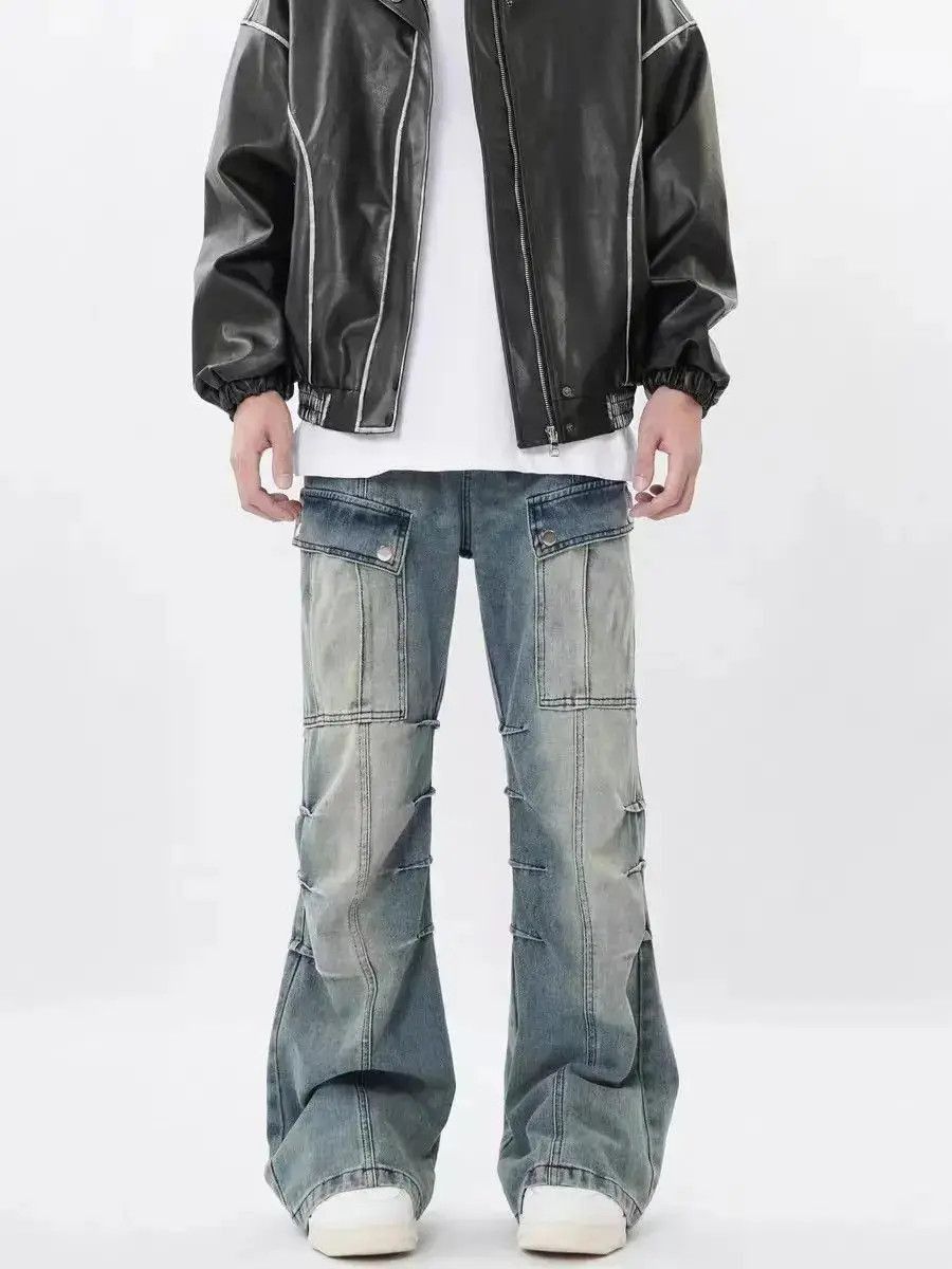 Japanese Brand Retro Heavy Duty Washed Multi-Pocket Cargo Jeans Size US 32 / EU 48 - 4 Thumbnail