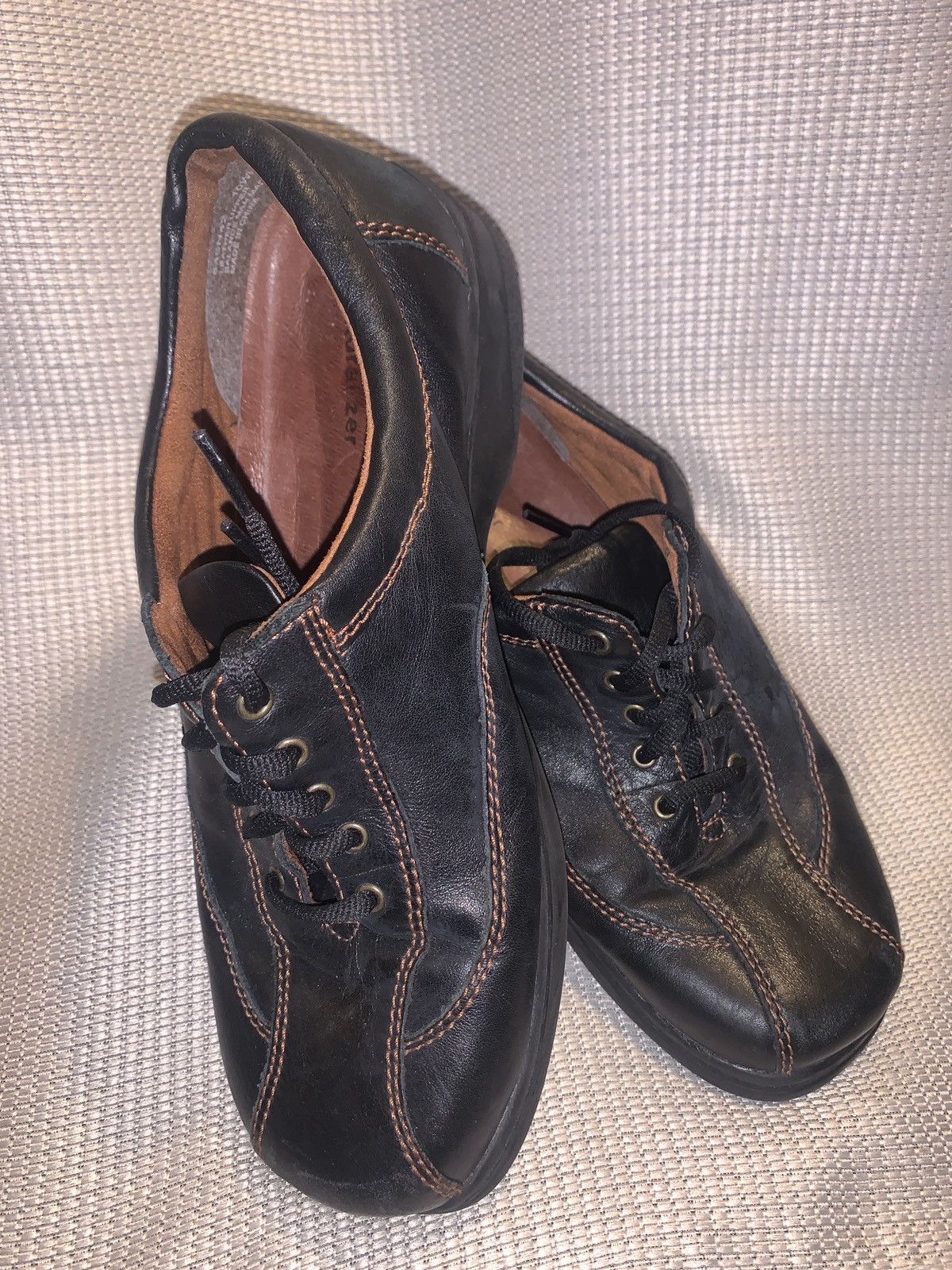 Naturalizer Naturalizer Leather 10WW Lace Flat Oxford black w BRN stitch Size US 10 / IT 40 - 9 Thumbnail