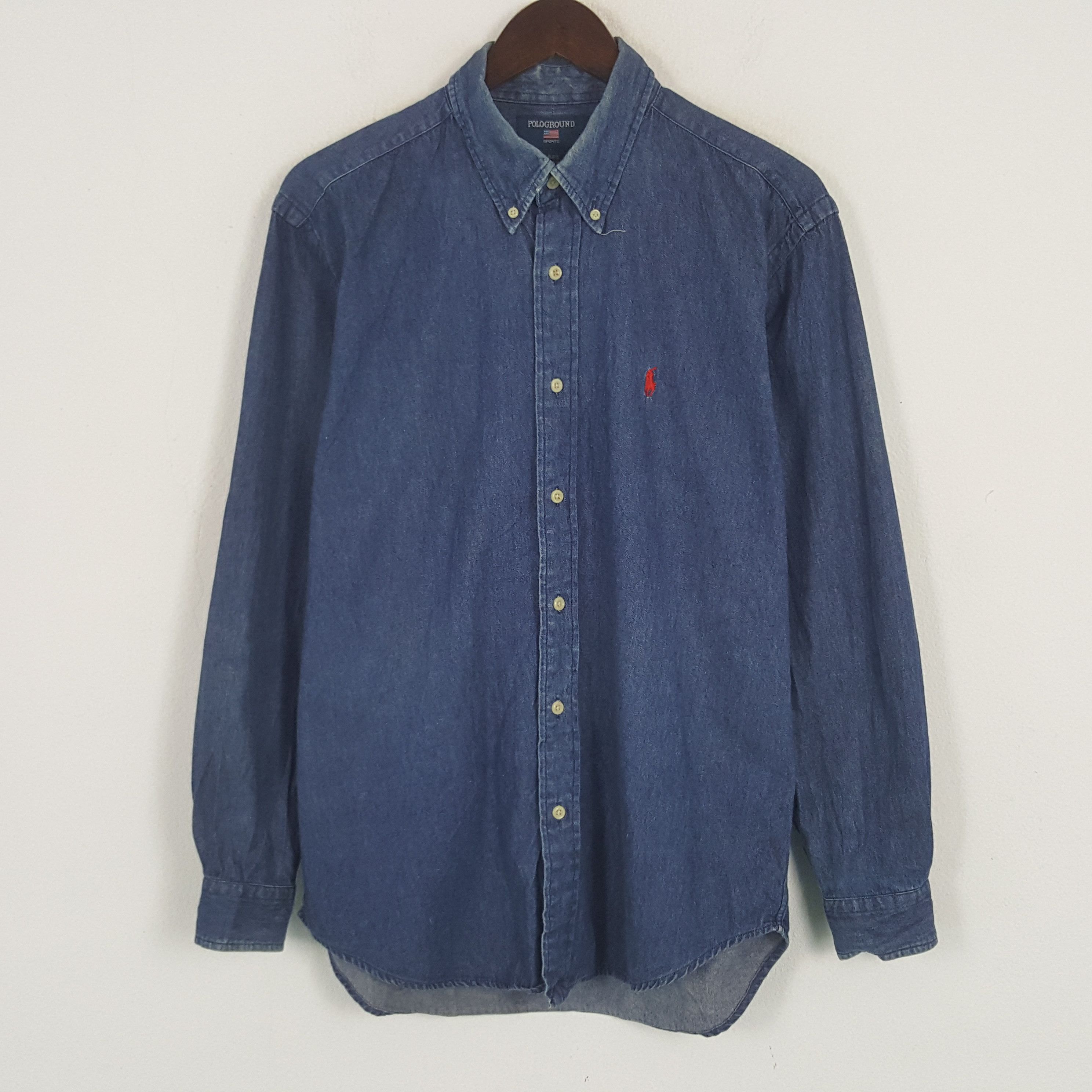 Polo Ralph Lauren × Vintage Vintage Pologround Denim Button Up Shirt Size US M / EU 48-50 / 2 - 1 Thumbnail