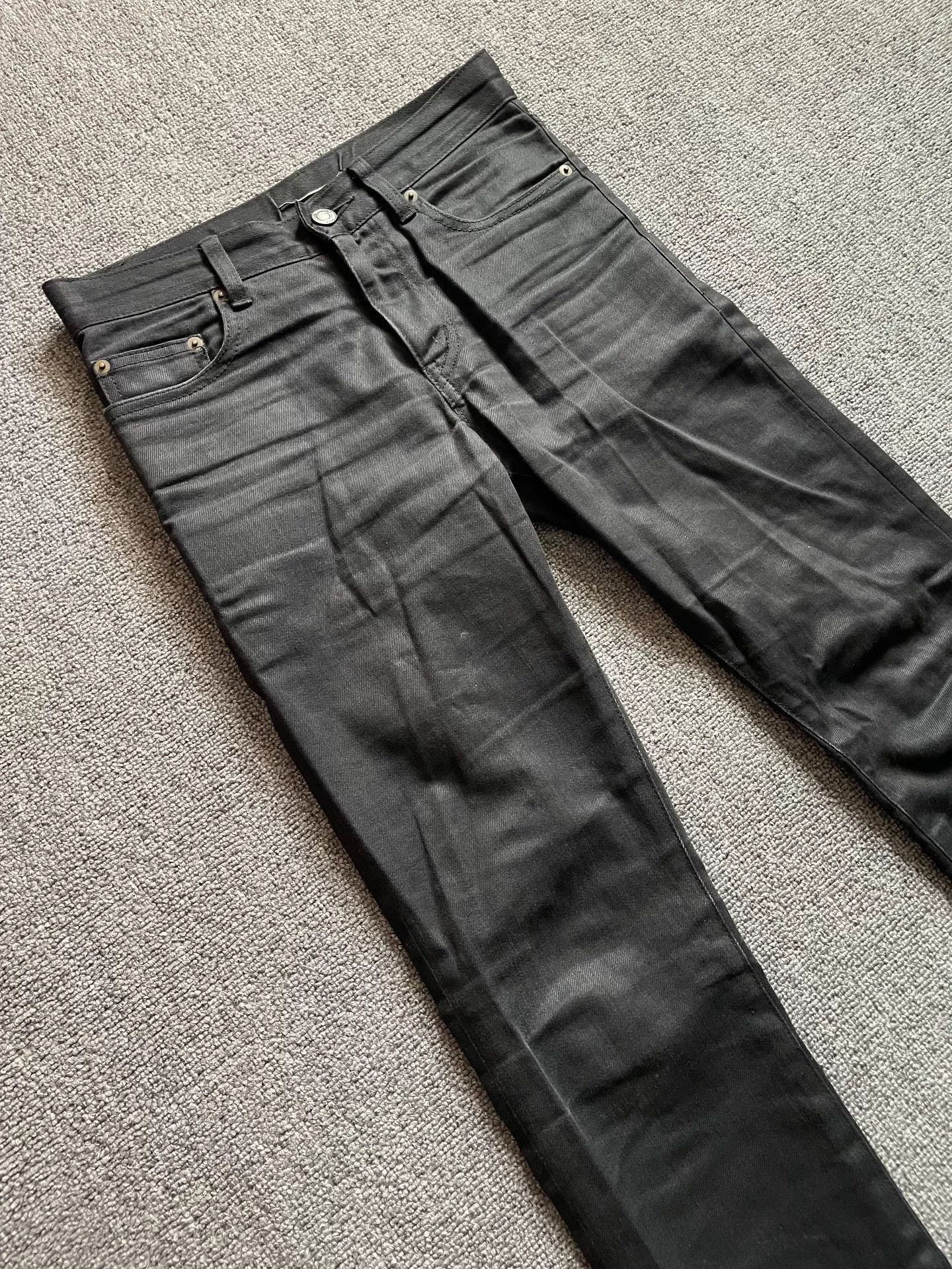 Saint Laurent Paris Saint Laurent Waxed Black Denim Pants. Size US 27 - 4 Thumbnail