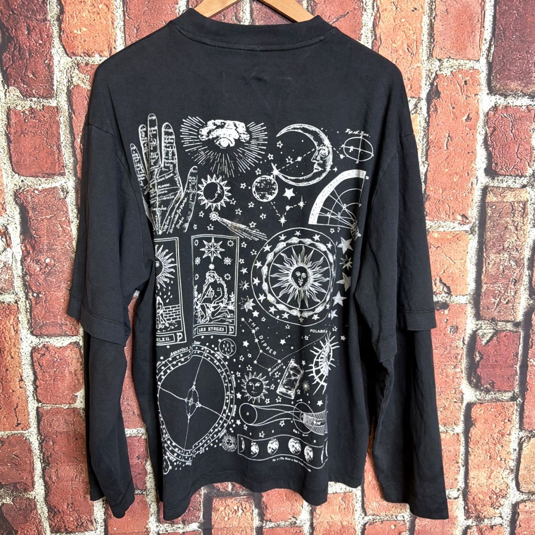 Free People Free People Celestial Tee T Shirt Top Medium Womens Gray Long Sleeve V-Neck Embroidered Pullover Casual Basic Shirt Size M / US 6-8 / IT 42-44 - 3 Thumbnail