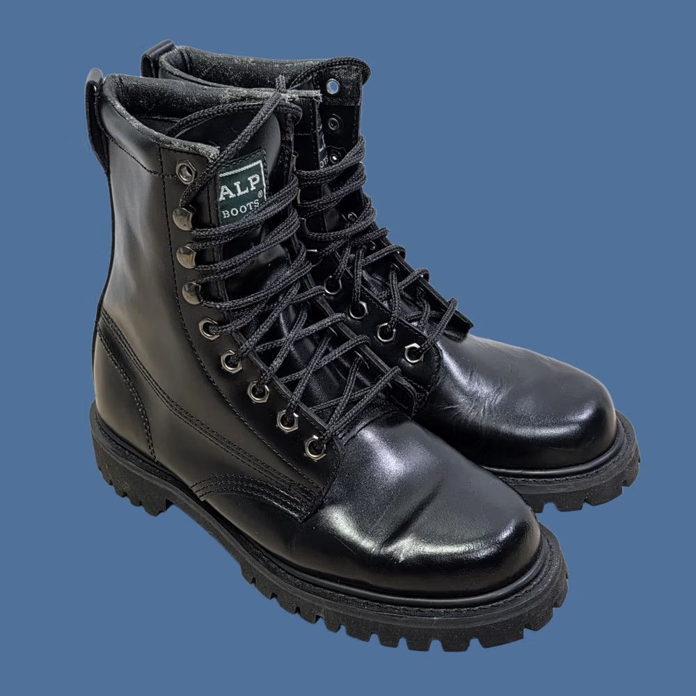 Vintage VINTAGE ALP Black Leather Hiking Work Boots Size 7 1990s y2k grunge emo Mens Size US 7 / EU 40 - 1 Thumbnail