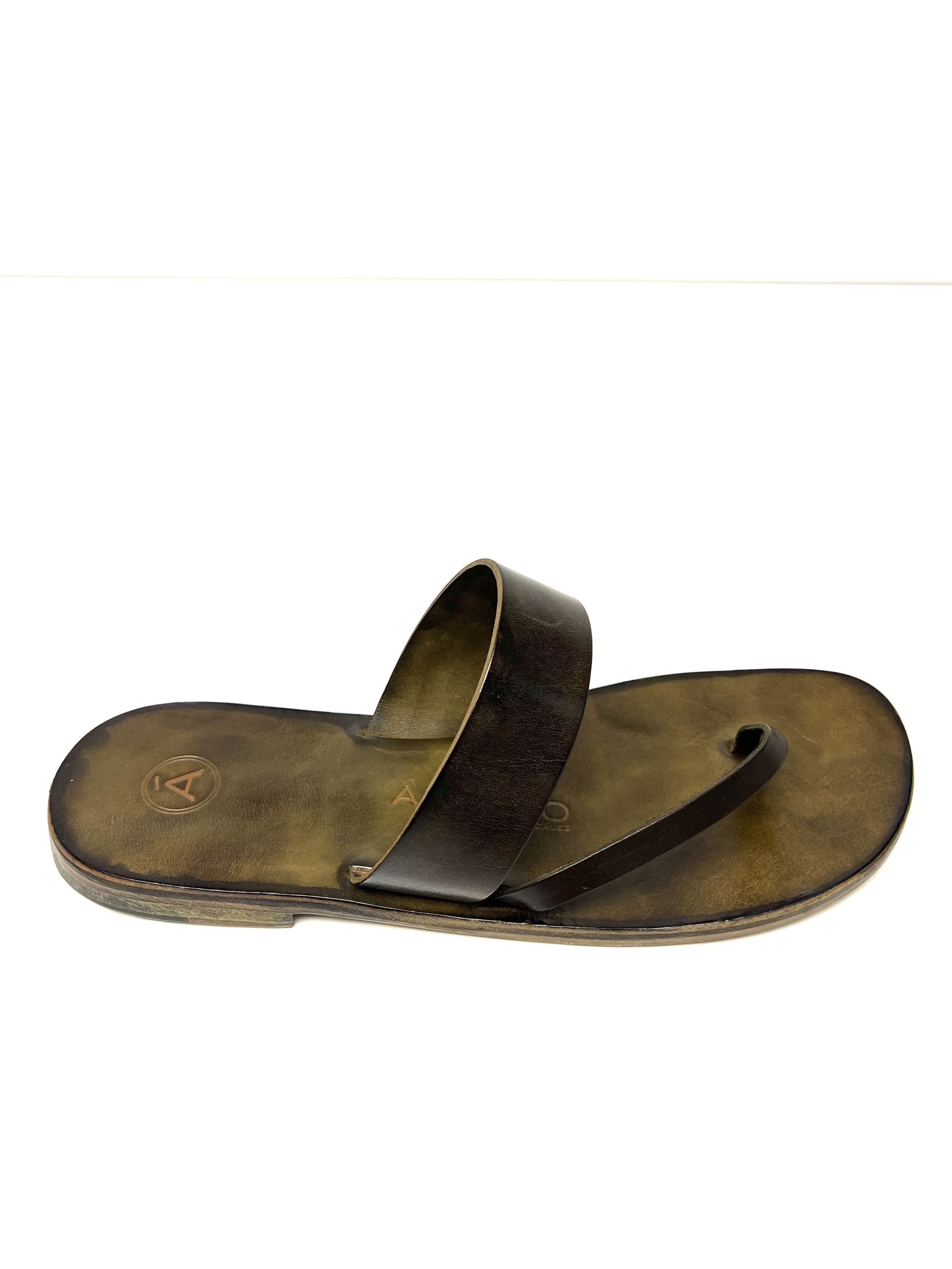 Other ALVARO GONZALEZ, MILITARY GREEN LEATHER HAND MADE, SLIDE Size US 11 / EU 44 - 3 Thumbnail