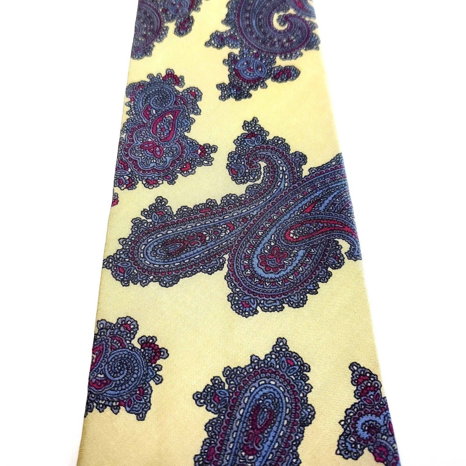 Lord & Taylor Lord & Taylor Yellow Blue Silk Tie Woven Short Paisley Size ONE SIZE - 2 Thumbnail