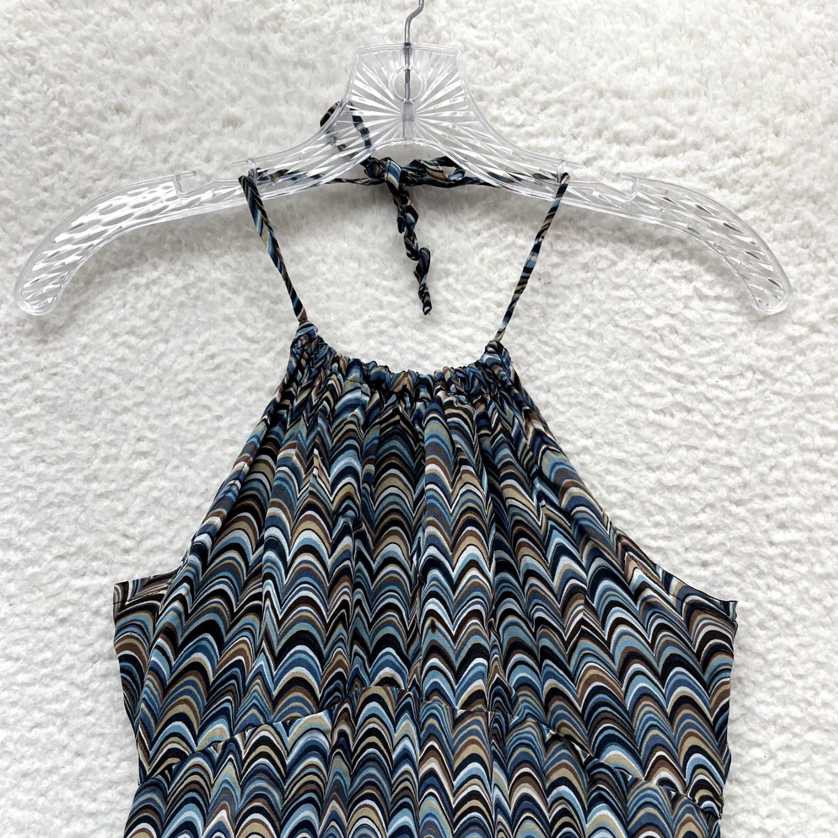 Vintage Vintage Halter Mini Dress Mod GoGo 60s 90s Retro Festival Brown Blue Les Petites M Womens Size M / US 6-8 / IT 42-44 - 3 Thumbnail