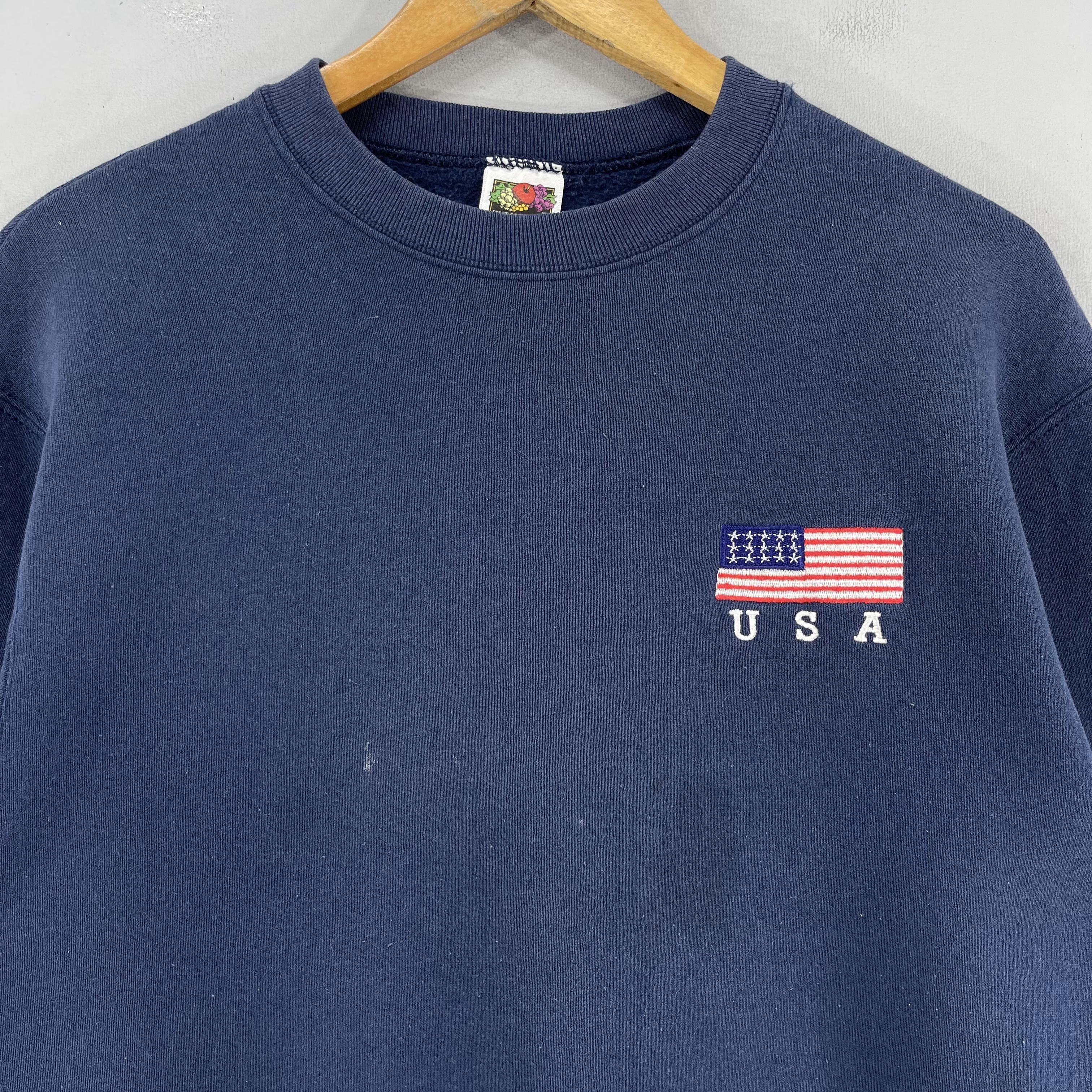 American Apparel × Vintage Vintage Plain Blue Usa National Flag Embroidery Sweatshirt Size US M / EU 48-50 / 2 - 2 Thumbnail