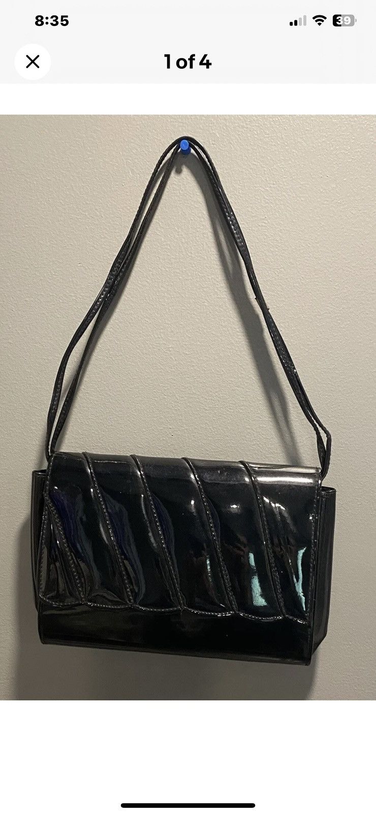 Other Black Patent Rectangle Shoulder /Clutch Purse 11” x 7” Size ONE SIZE - 1 Thumbnail