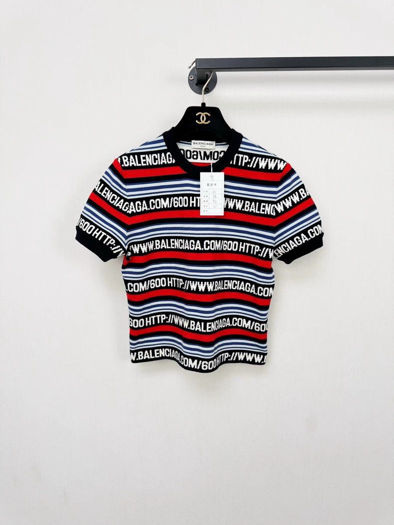 Balenciaga Balenciaga Striped Knit Short Sleeve Top - dmc Size US M / EU 48-50 / 2 - 1 Thumbnail