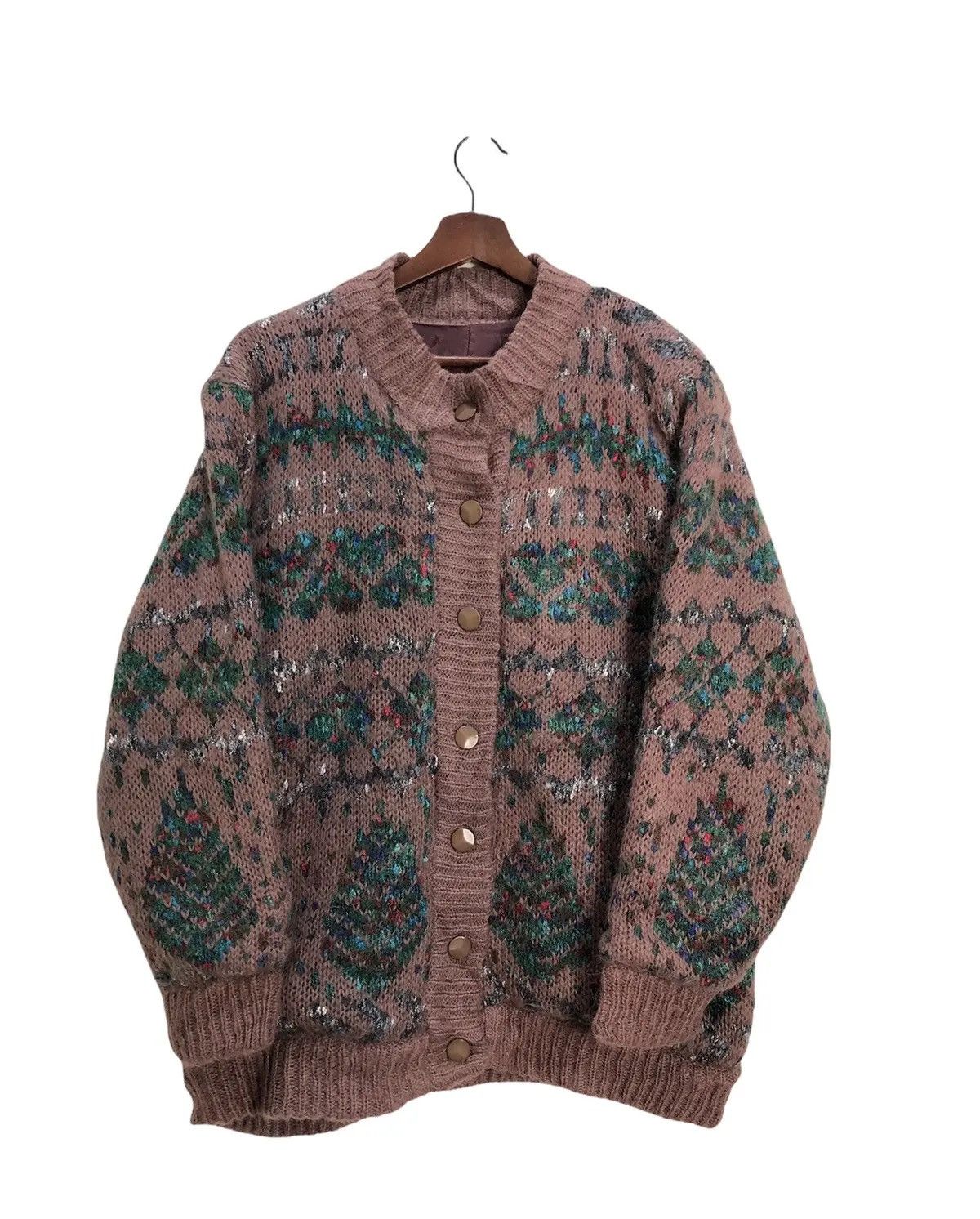 Japanese Brand VINTAGE Chunky Cozy Christmas Tree Button Up Knit Cardigan Size L / US 10 / IT 46 - 1 Thumbnail